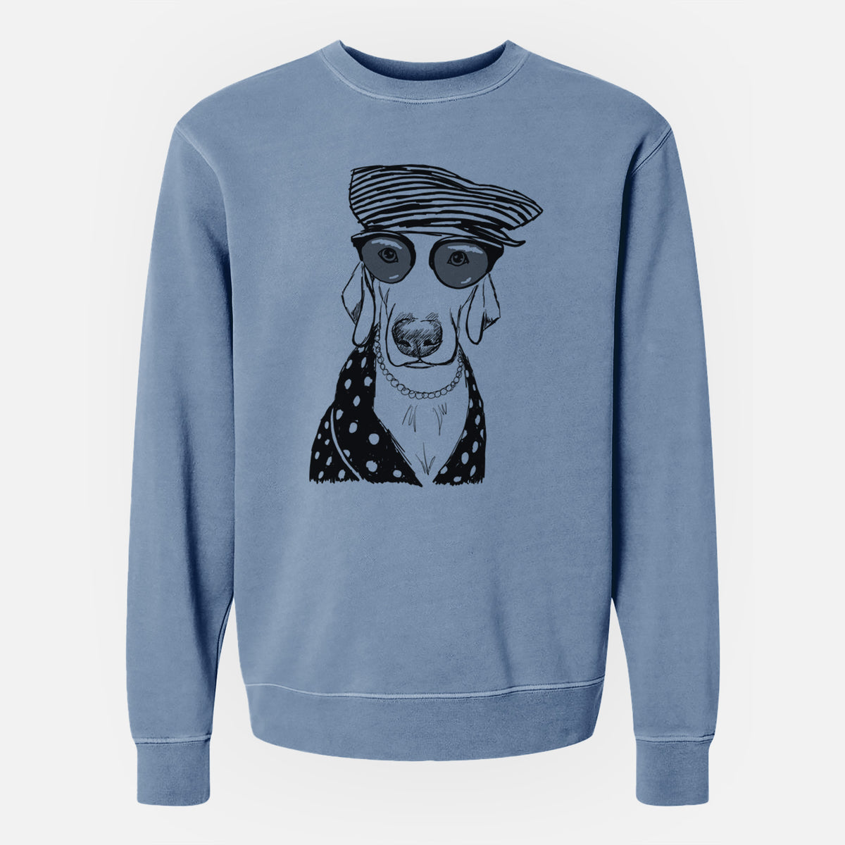 Doodled Skeeter the Weimaraner - Unisex Pigment Dyed Crew Sweatshirt