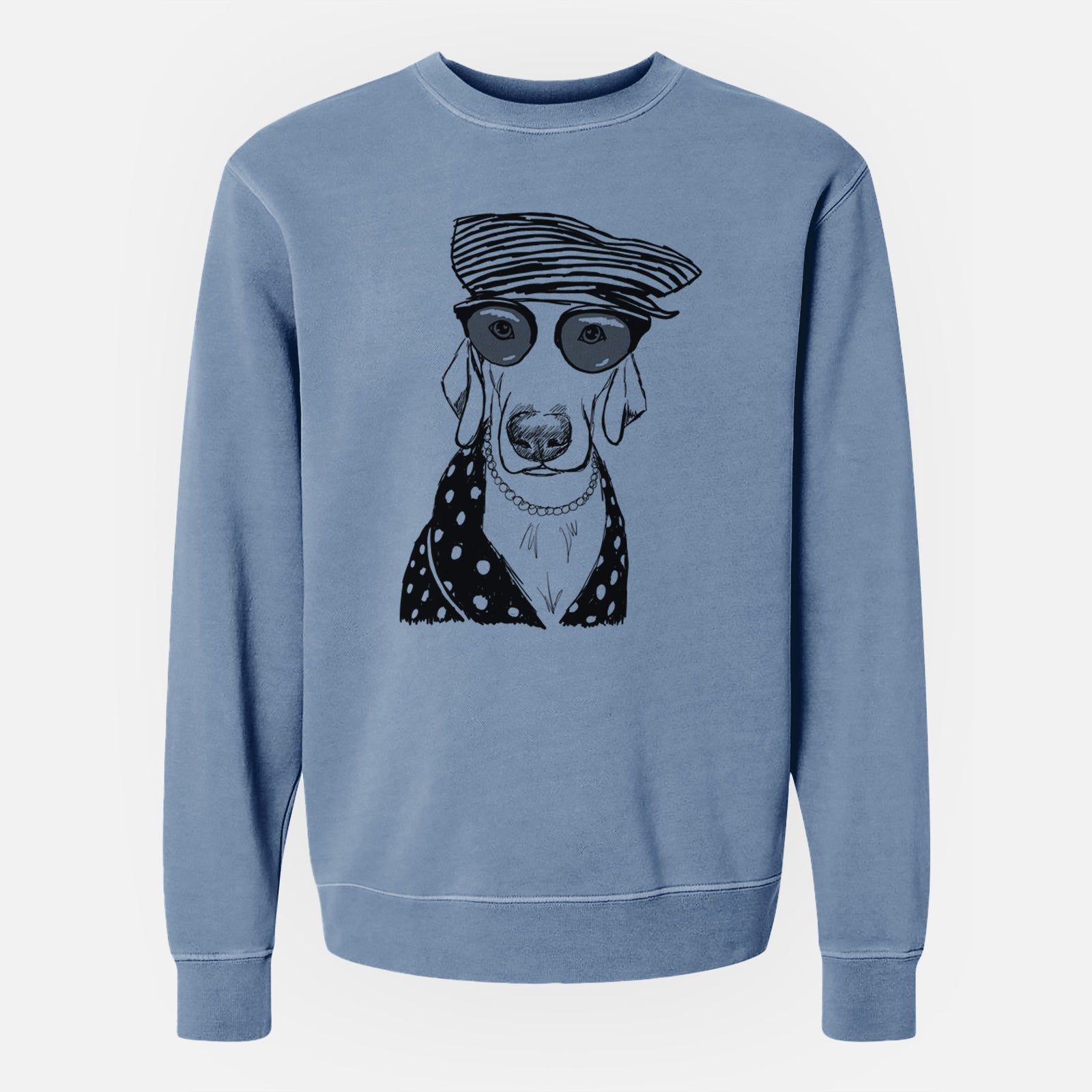 Doodled Skeeter the Weimaraner - Unisex Pigment Dyed Crew Sweatshirt