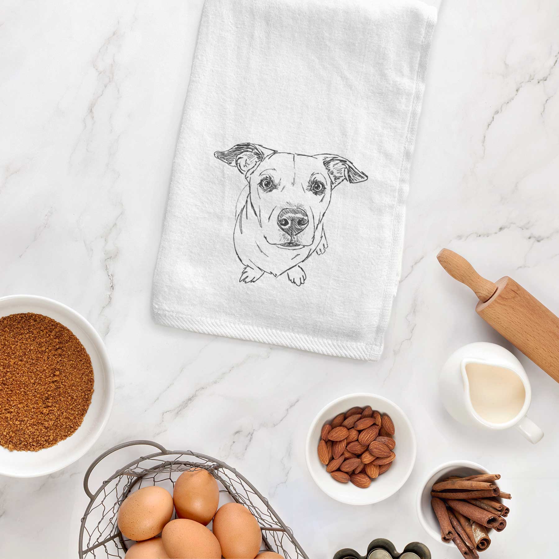 Doodled Skittles the Mixed Breed Decorative Hand Towel