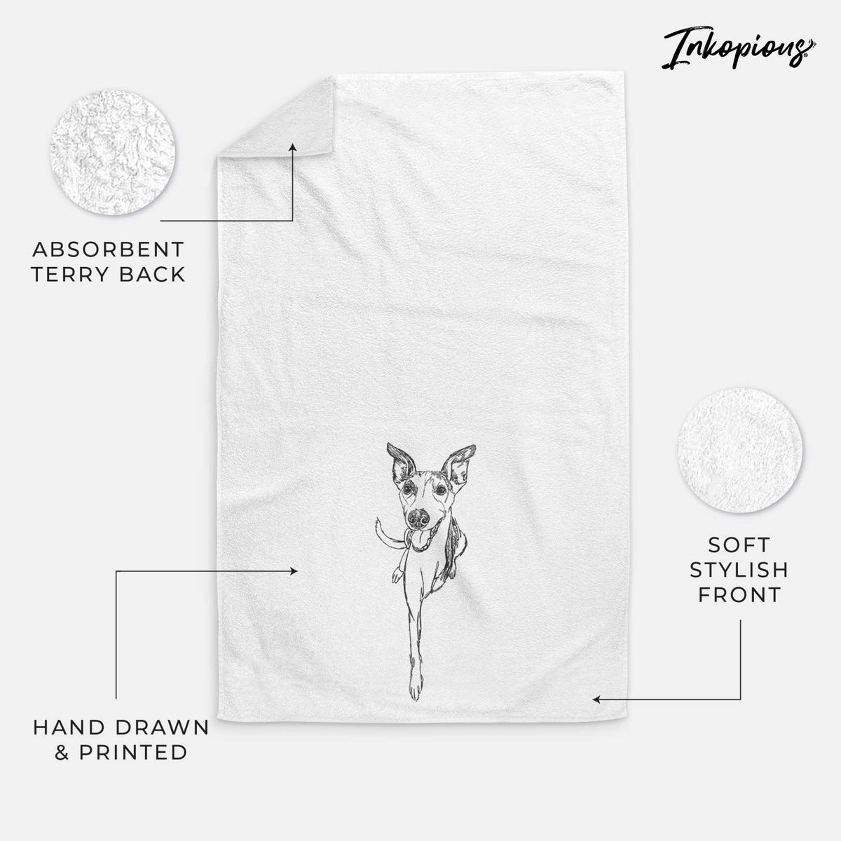 Doodled Sonic the Tripod Whippet Decorative Hand Towel