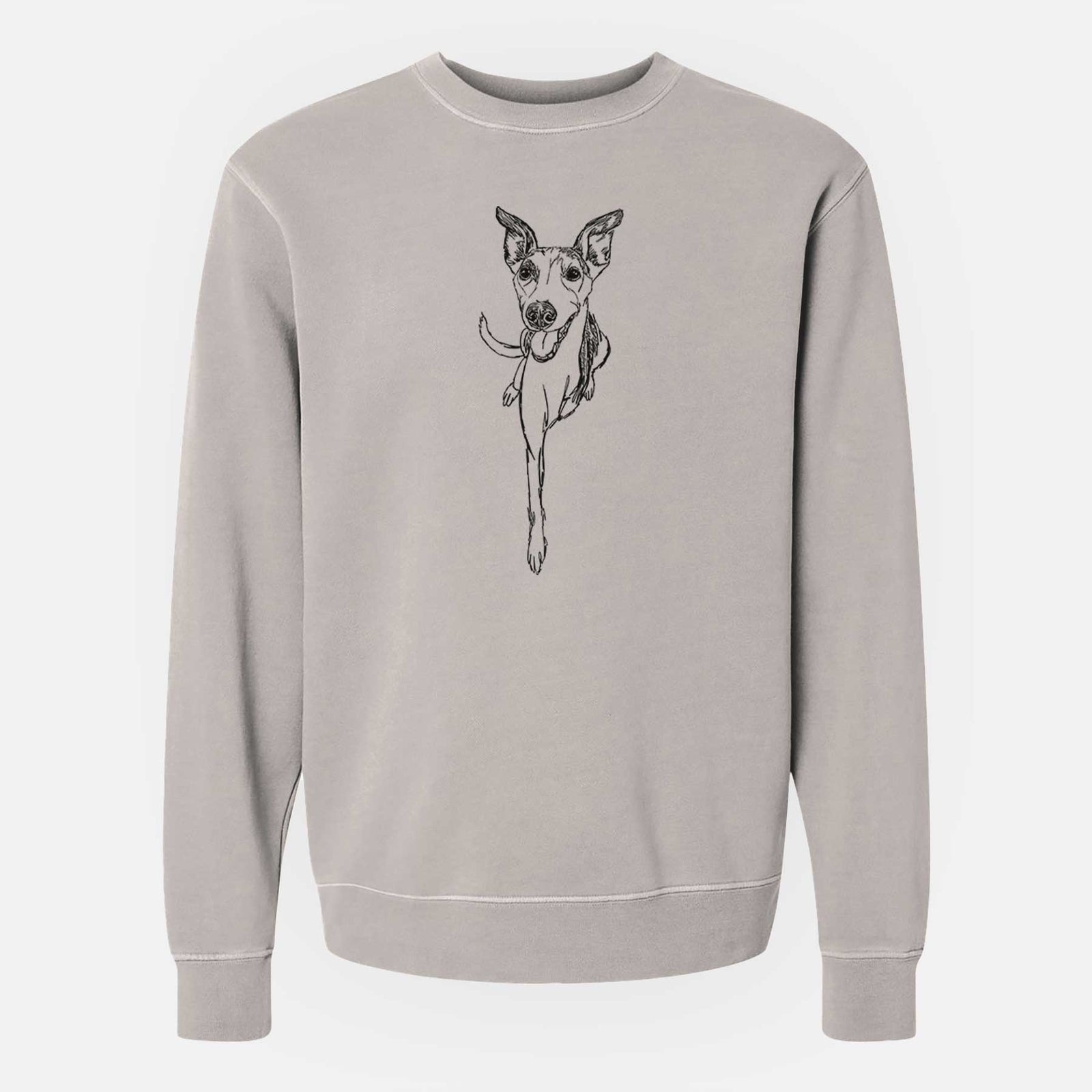 Doodled Sonic the Tripod Whippet - Unisex Pigment Dyed Crew Sweatshirt