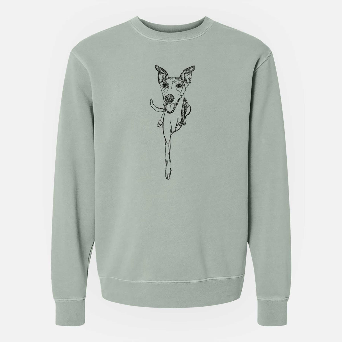 Doodled Sonic the Tripod Whippet - Unisex Pigment Dyed Crew Sweatshirt