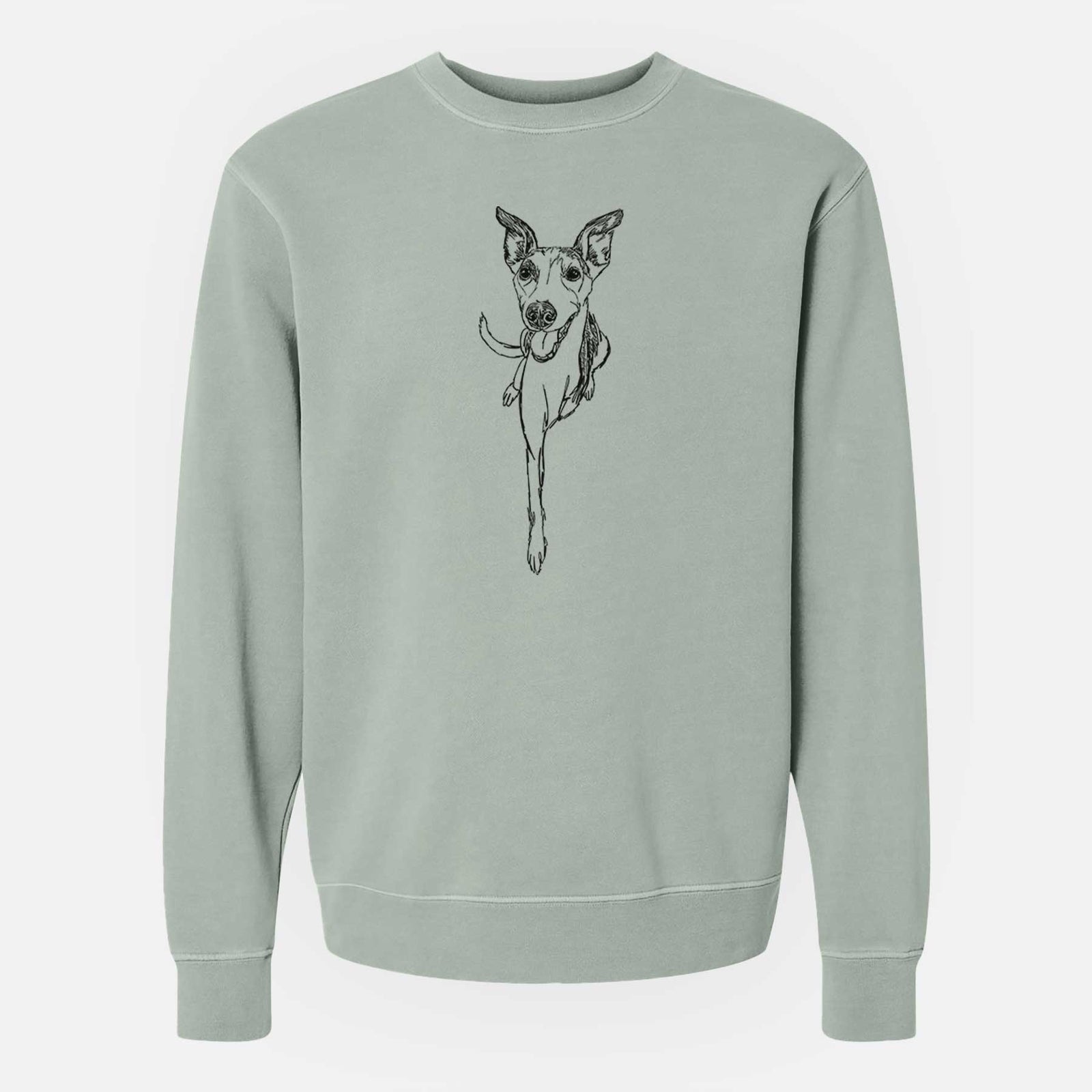 Doodled Sonic the Tripod Whippet - Unisex Pigment Dyed Crew Sweatshirt