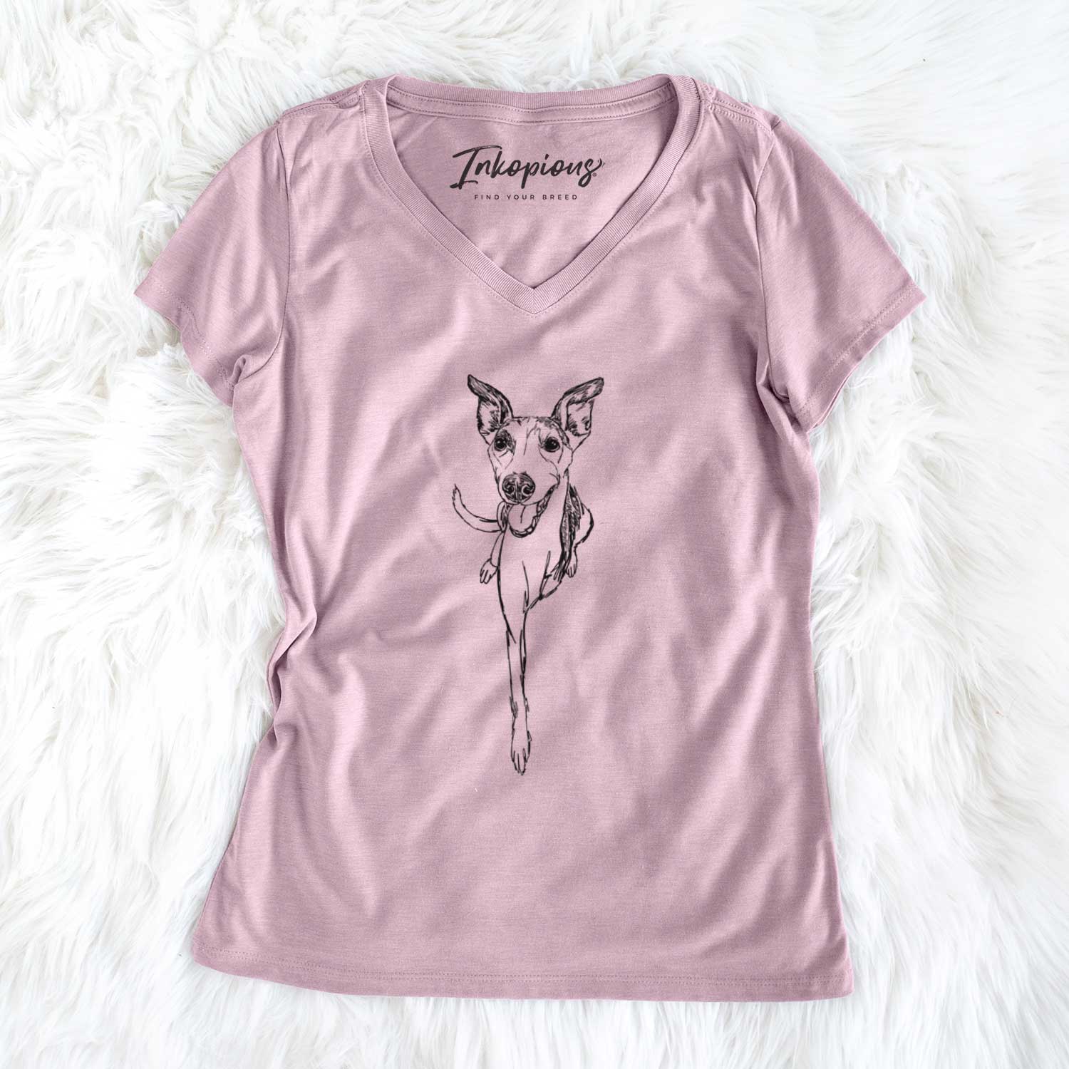 Doodled Sonic the Whippet - Women's V-neck Shirt