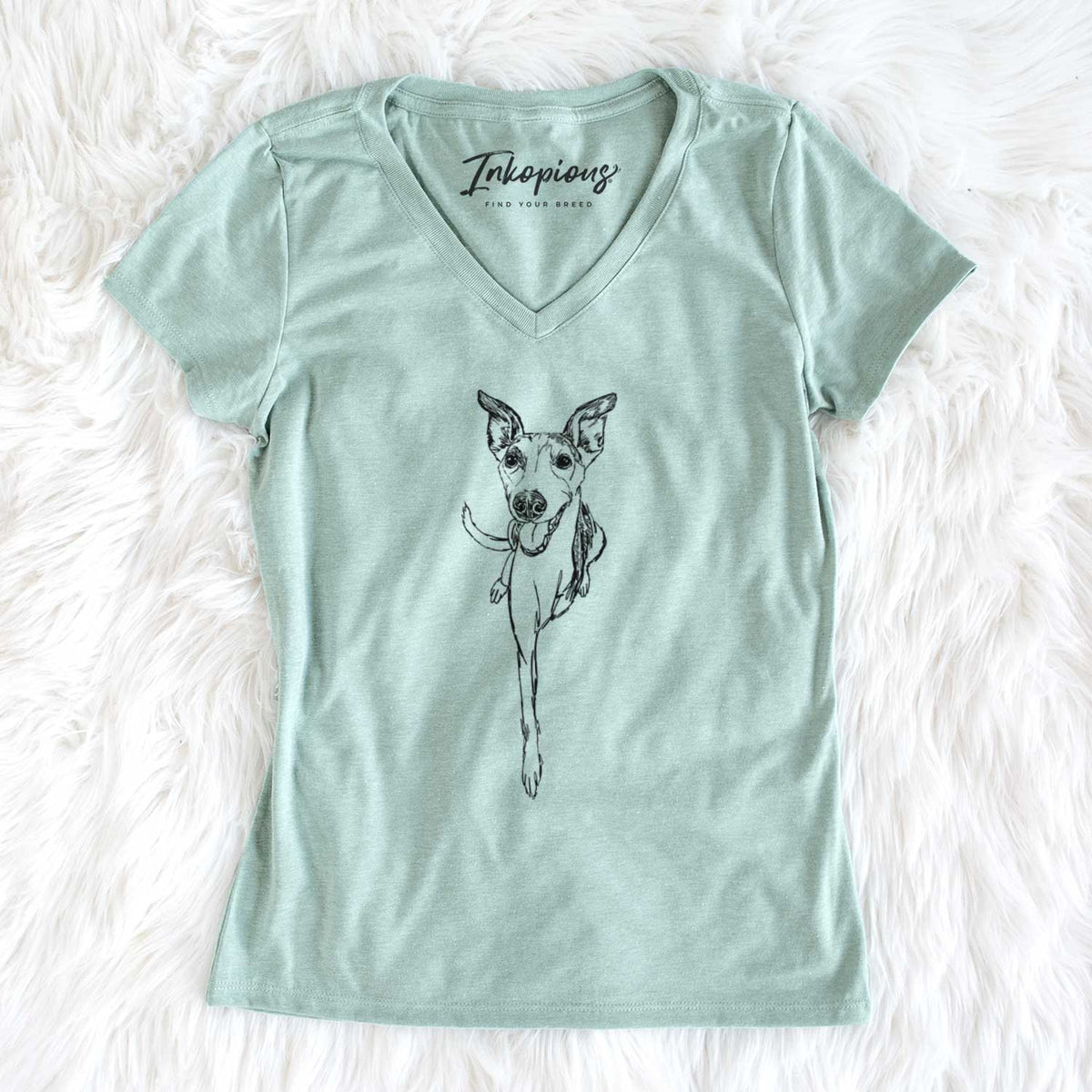 Doodled Sonic the Whippet - Women's V-neck Shirt