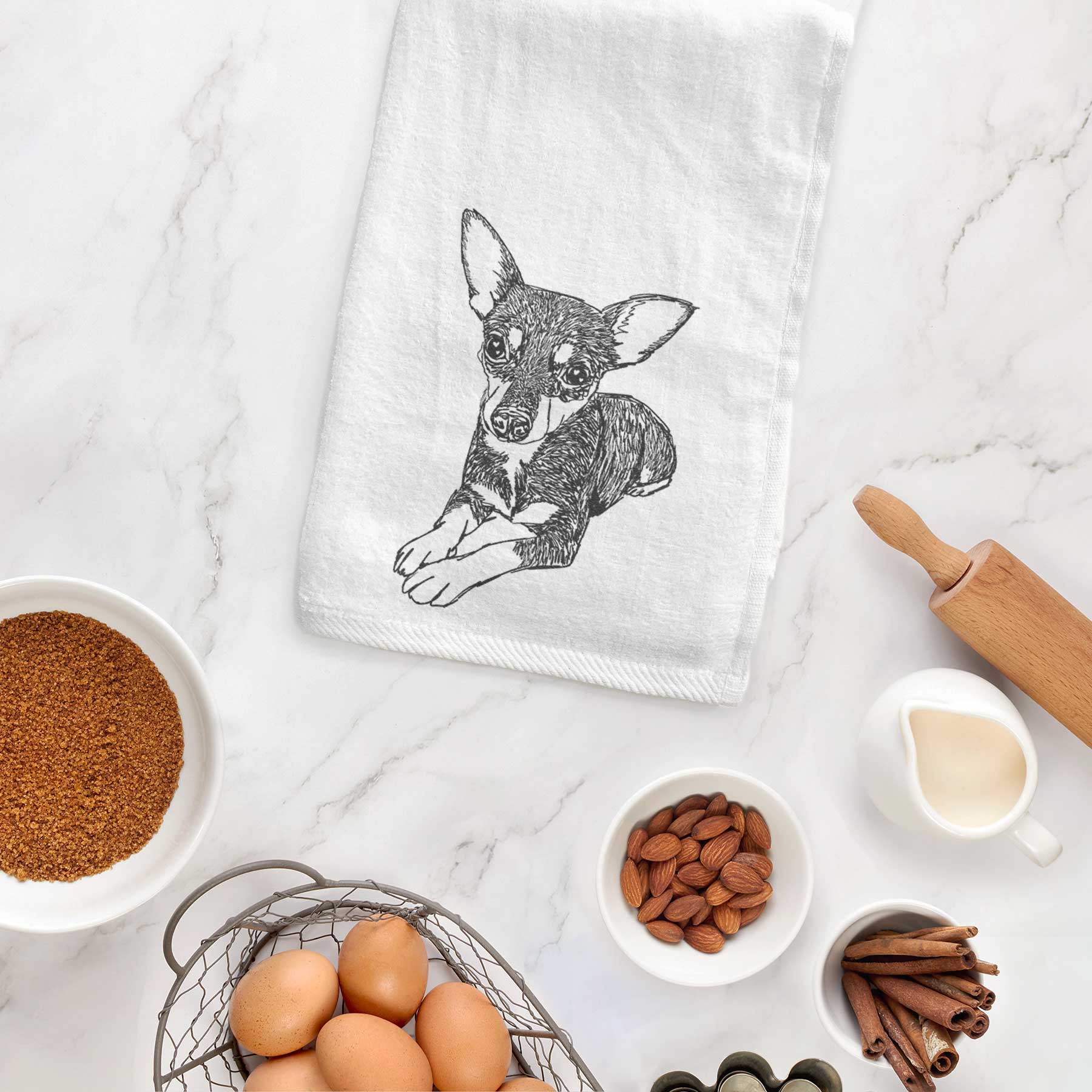 Doodled Sparty the Mixed Breed Decorative Hand Towel