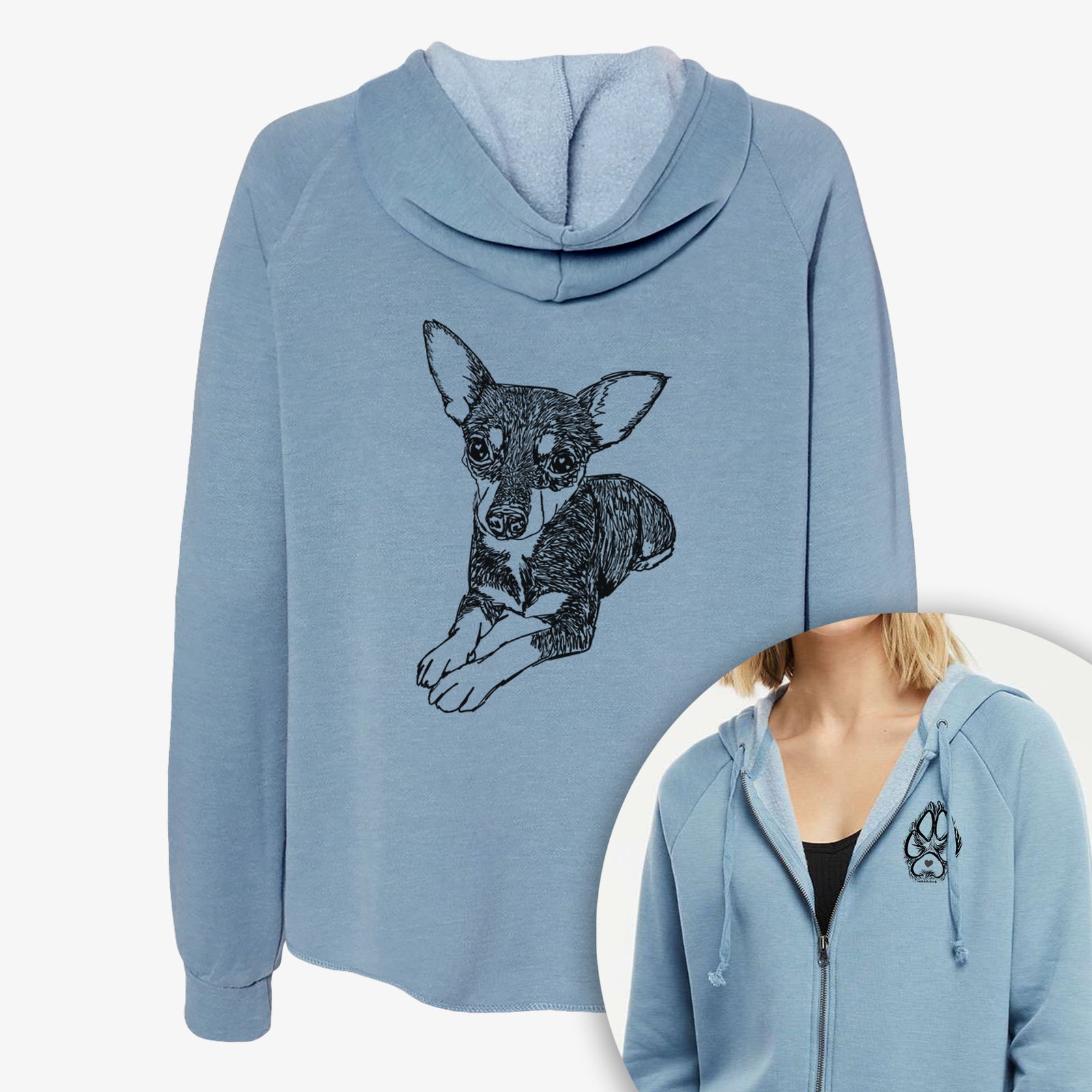 Doodled Sparty the Mixed Breed - Women's Cali Wave Zip-Up Sweatshirt