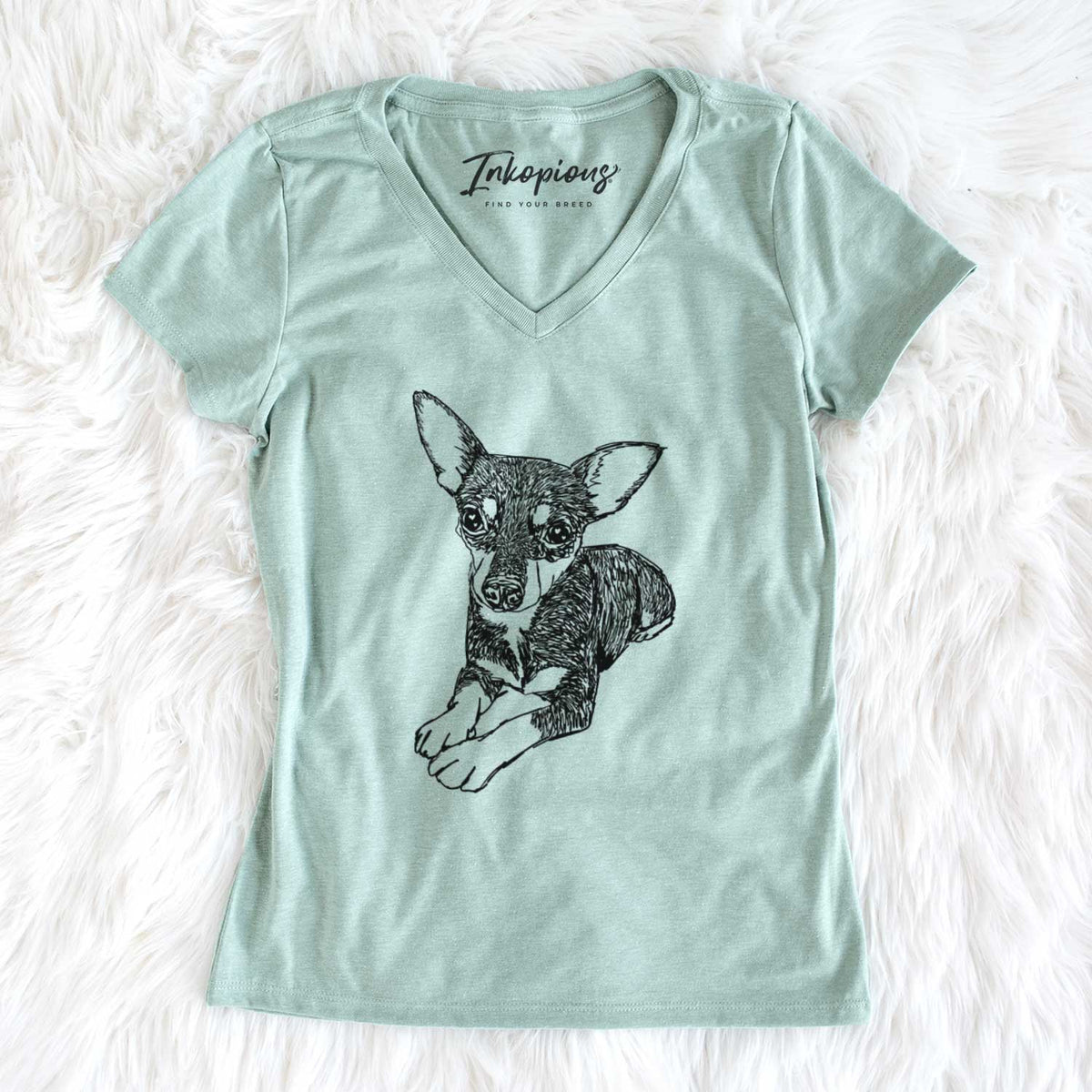 Doodled Sparty the Mixed Breed - Women&#39;s V-neck Shirt