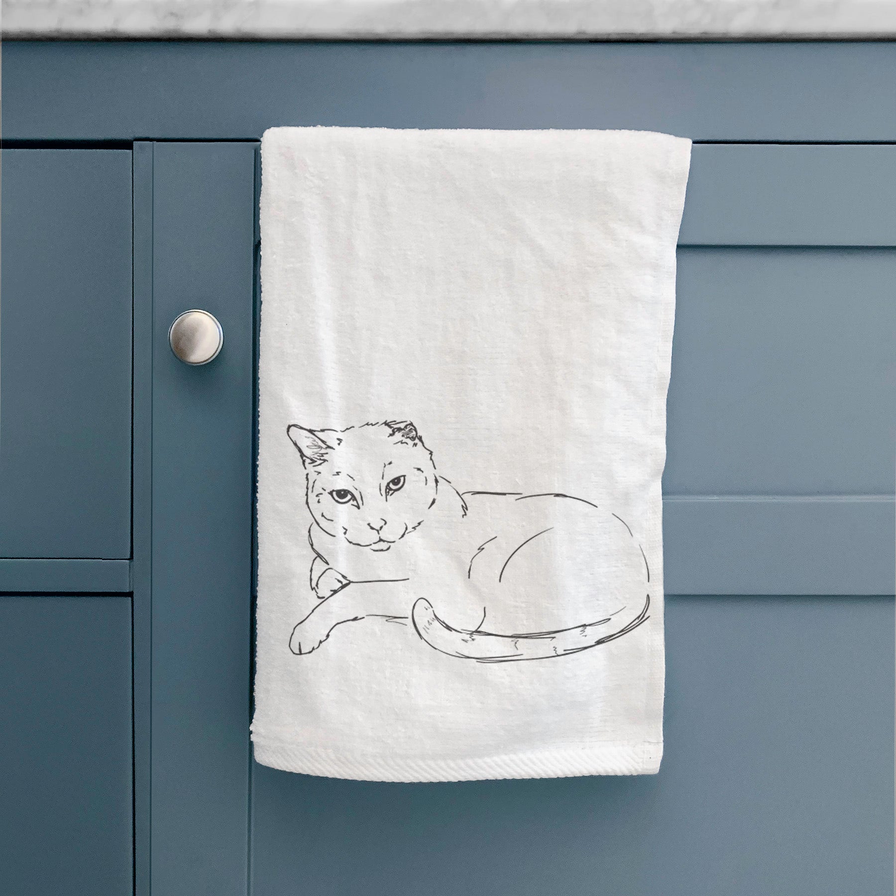 Doodled Spenser the Cat Decorative Hand Towel