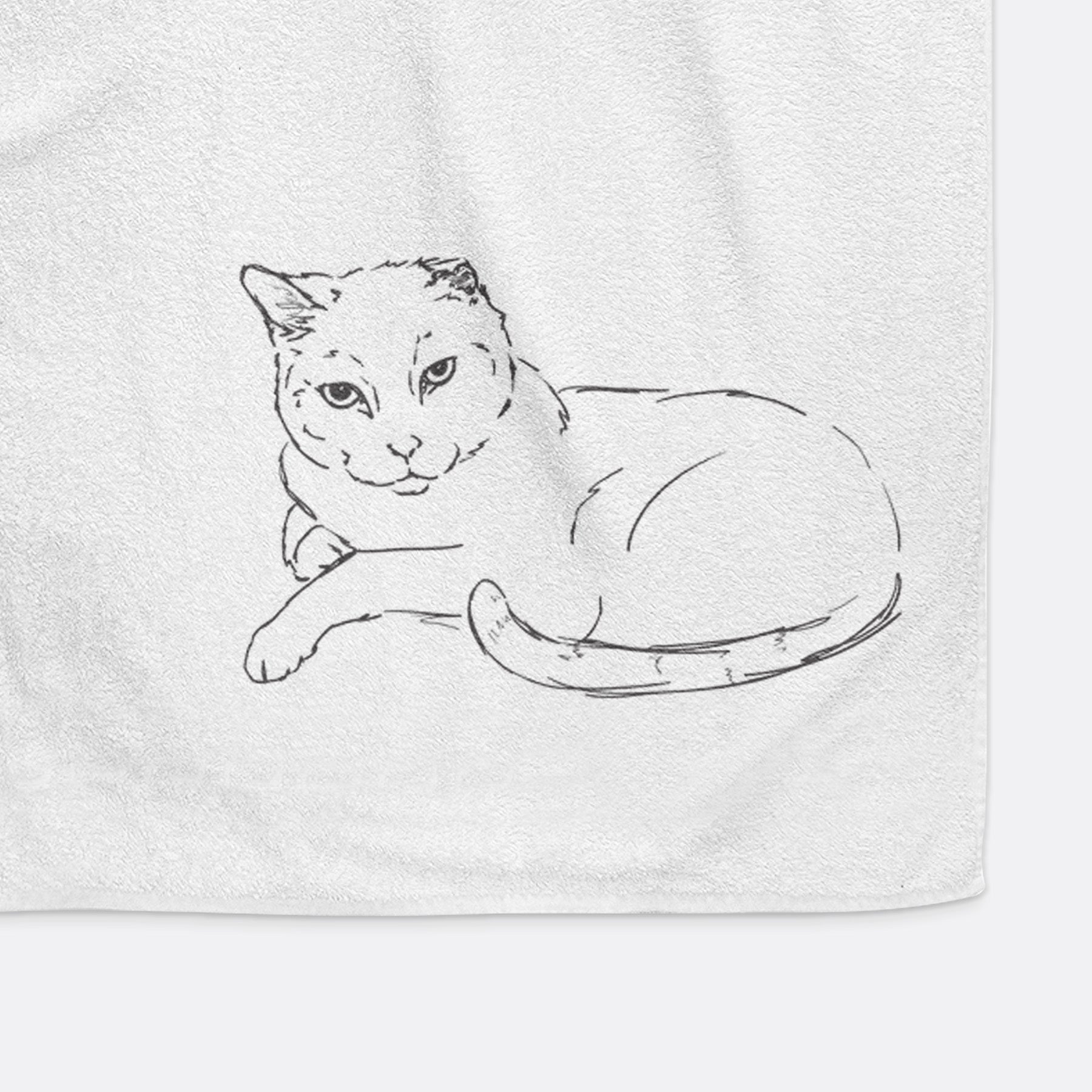 Doodled Spenser the Cat Decorative Hand Towel