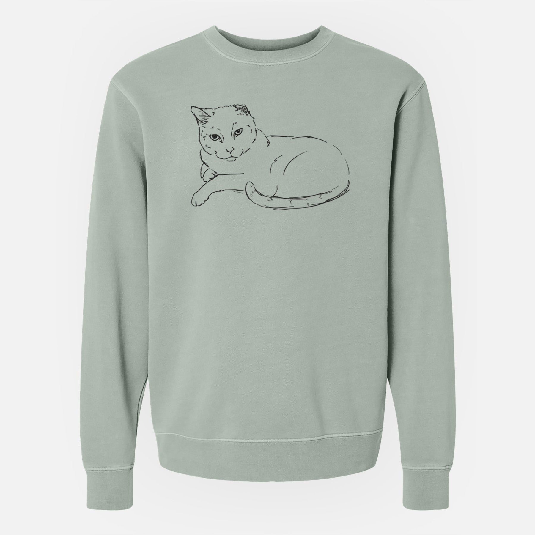 Doodled Spenser the Cat - Unisex Pigment Dyed Crew Sweatshirt