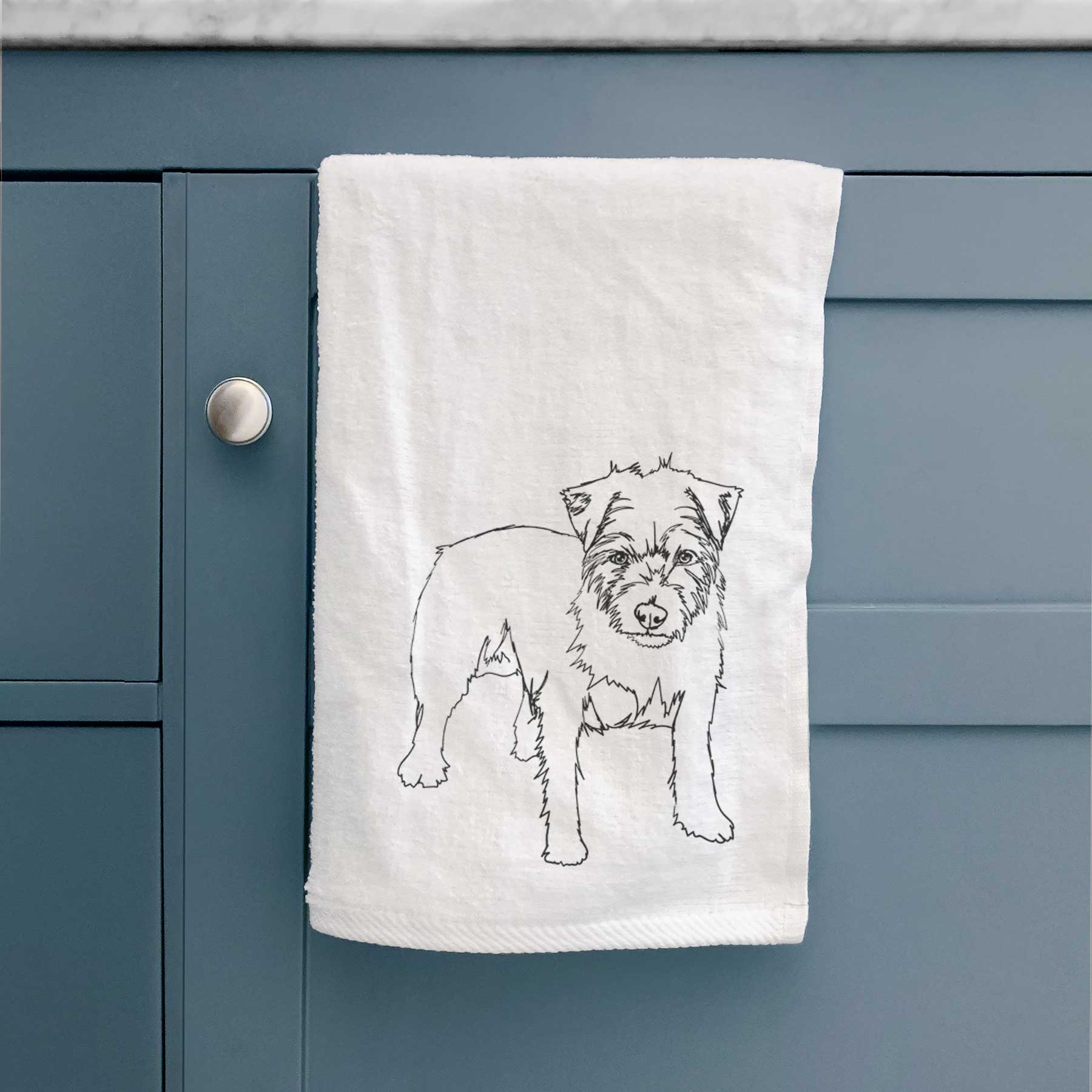 Doodled Squirtle the Jack Russell Terrier Decorative Hand Towel