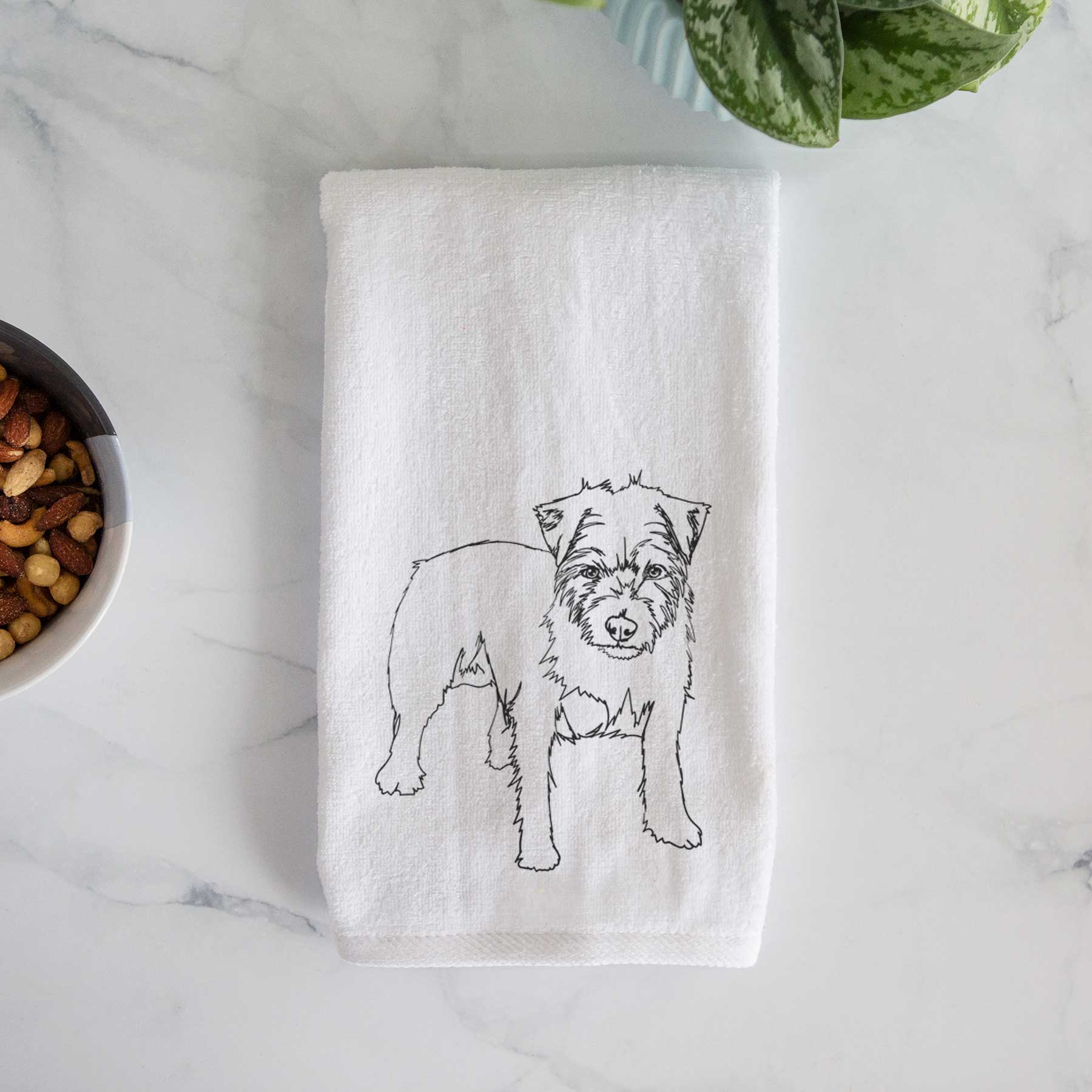 Doodled Squirtle the Jack Russell Terrier Decorative Hand Towel