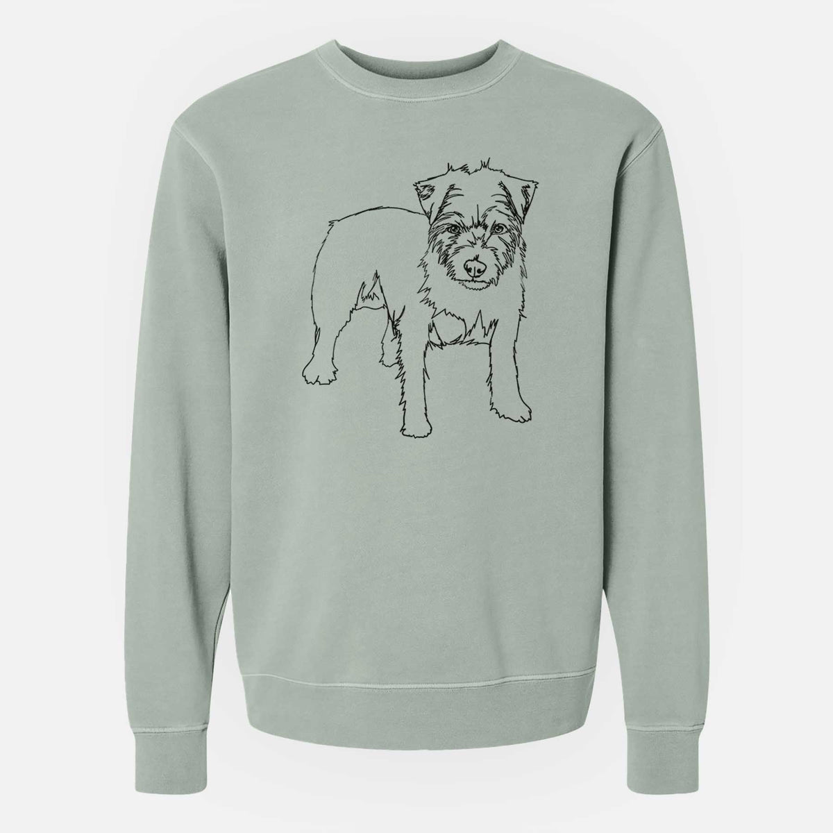Doodled Squirtle the Jack Russell Terrier - Unisex Pigment Dyed Crew Sweatshirt