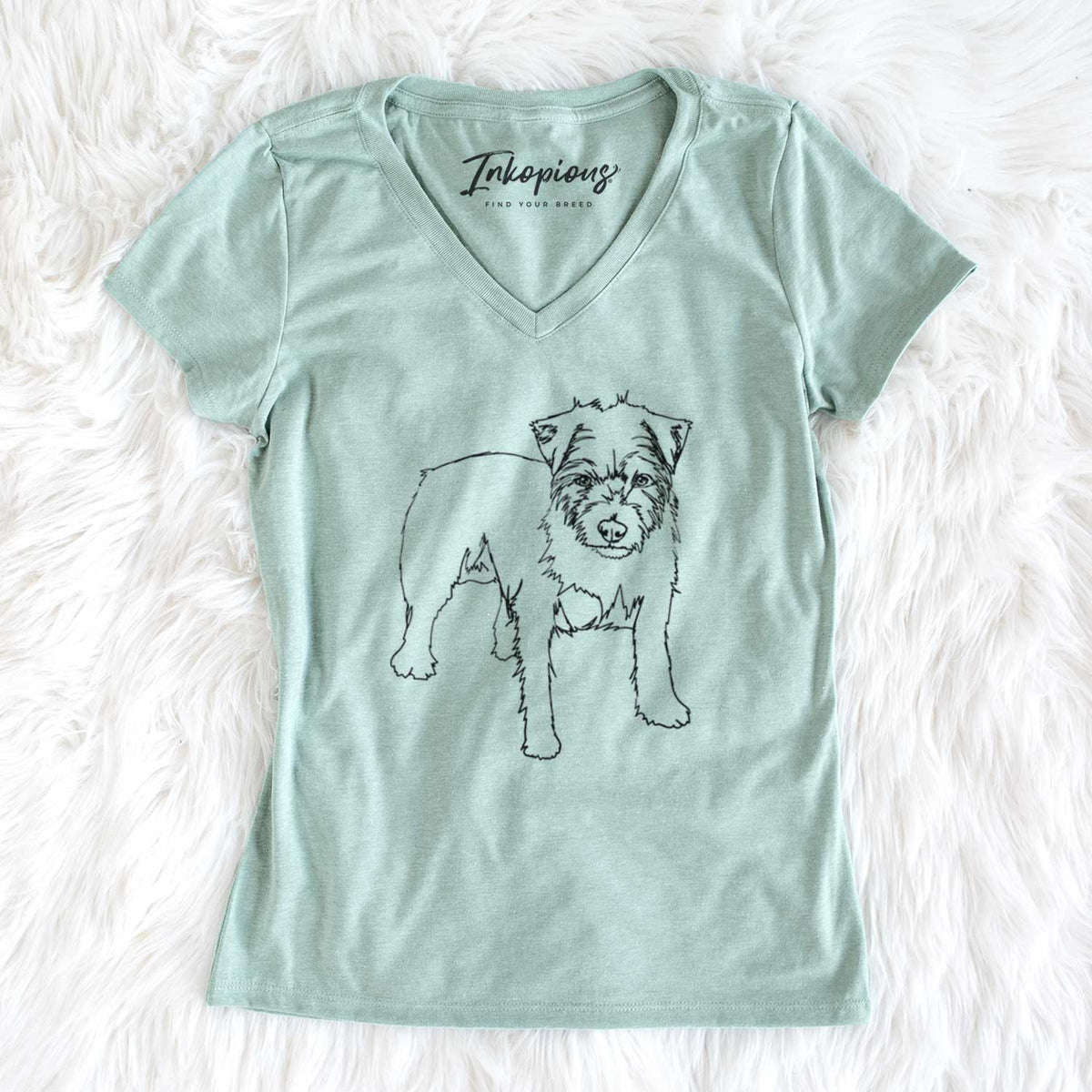 Doodled Squirtle the Jack Russell Terrier - Women&#39;s V-neck Shirt