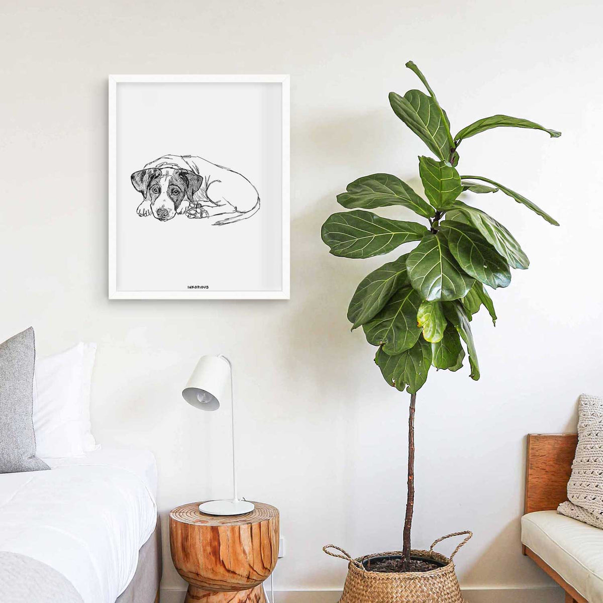 Doodled Stormy the English Pointer Puppy Art Print