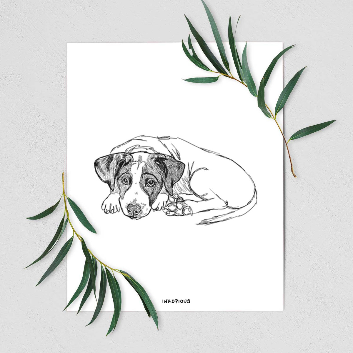 Doodled Stormy the English Pointer Puppy Art Print