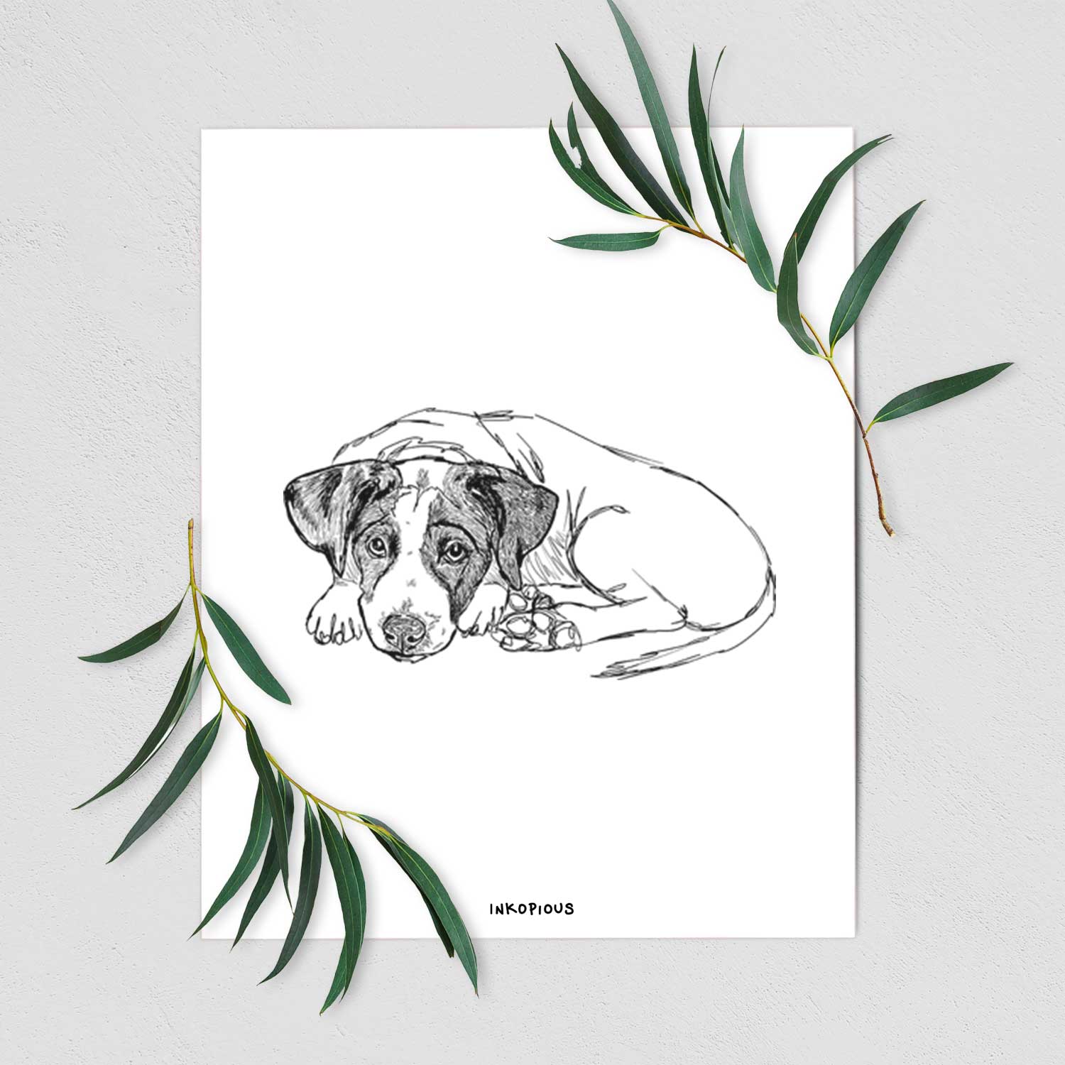 Doodled Stormy the English Pointer Puppy Art Print