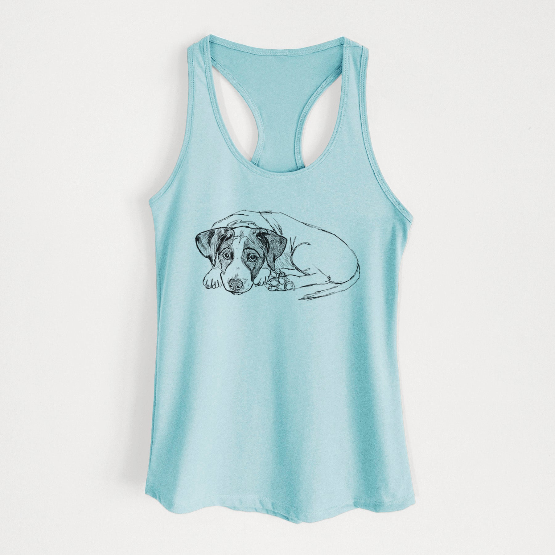 Doodled Stormy the English Pointer Puppy - Women's Racerback Tanktop