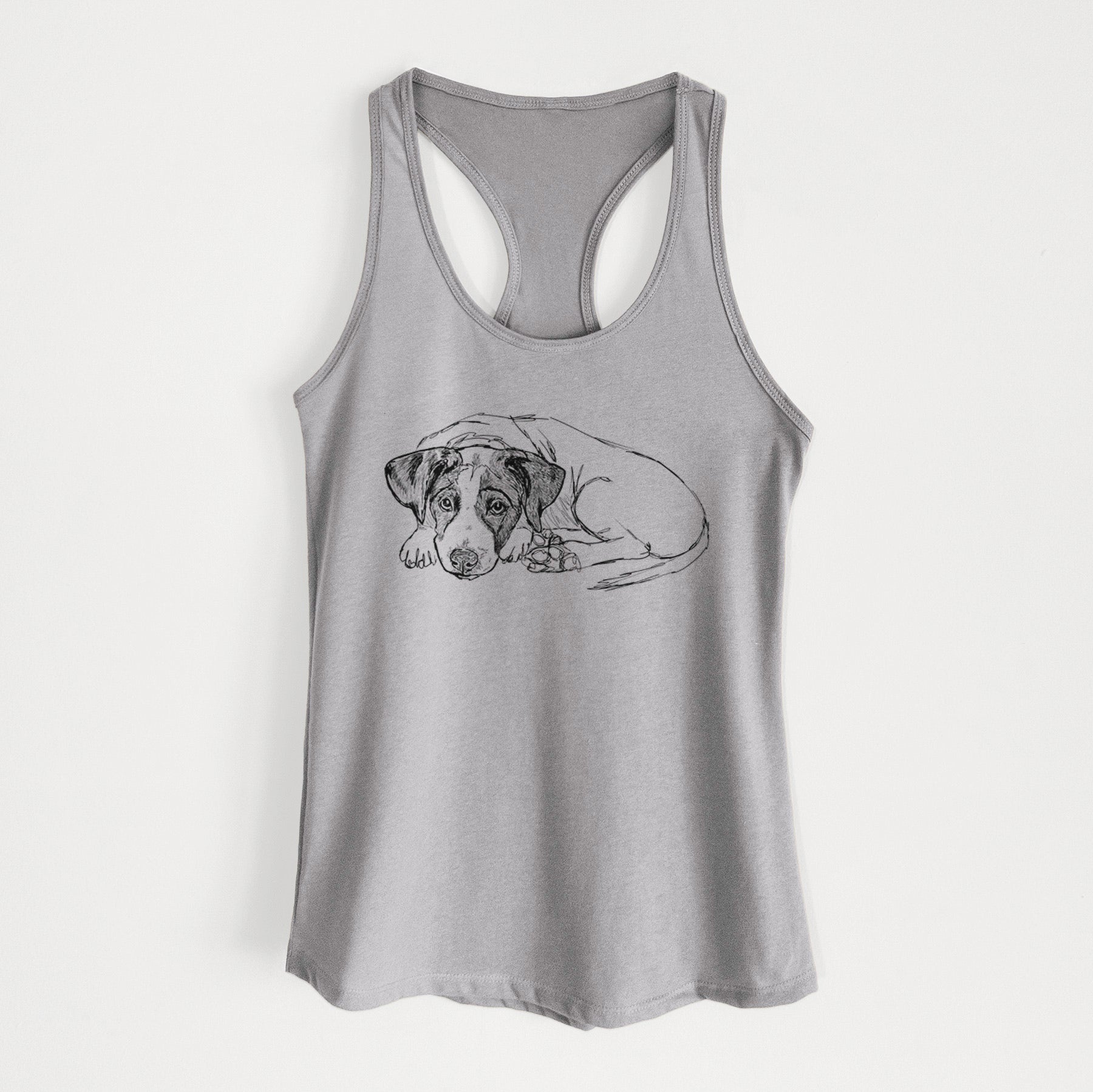 Doodled Stormy the English Pointer Puppy - Women's Racerback Tanktop