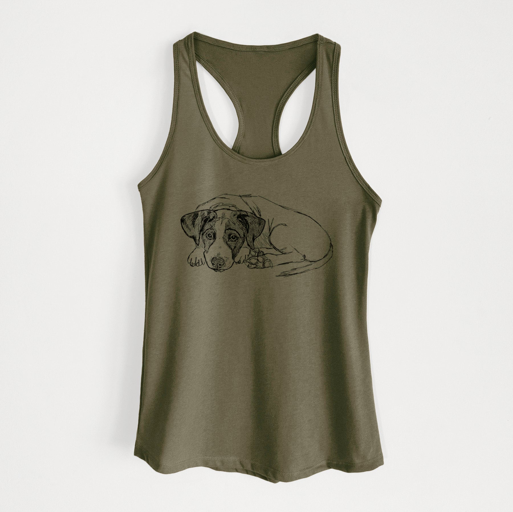 Doodled Stormy the English Pointer Puppy - Women's Racerback Tanktop