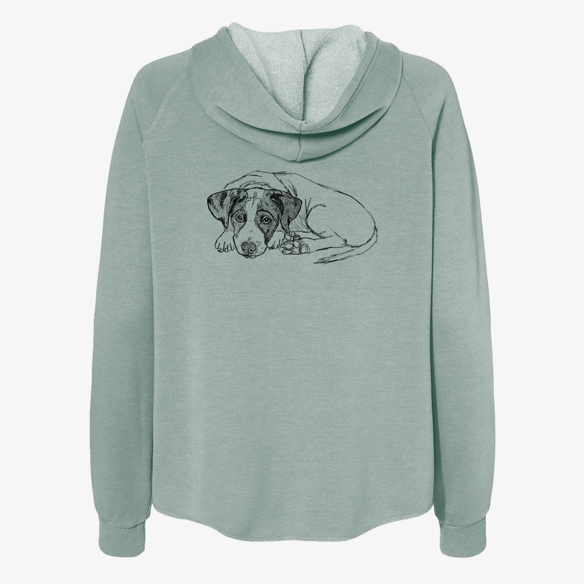 Doodled Stormy the English Pointer Puppy - Women's Cali Wave Zip-Up Sweatshirt