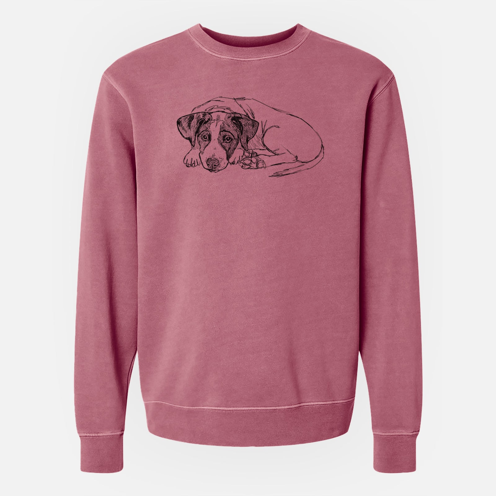 Doodled Stormy the English Pointer Puppy - Unisex Pigment Dyed Crew Sweatshirt