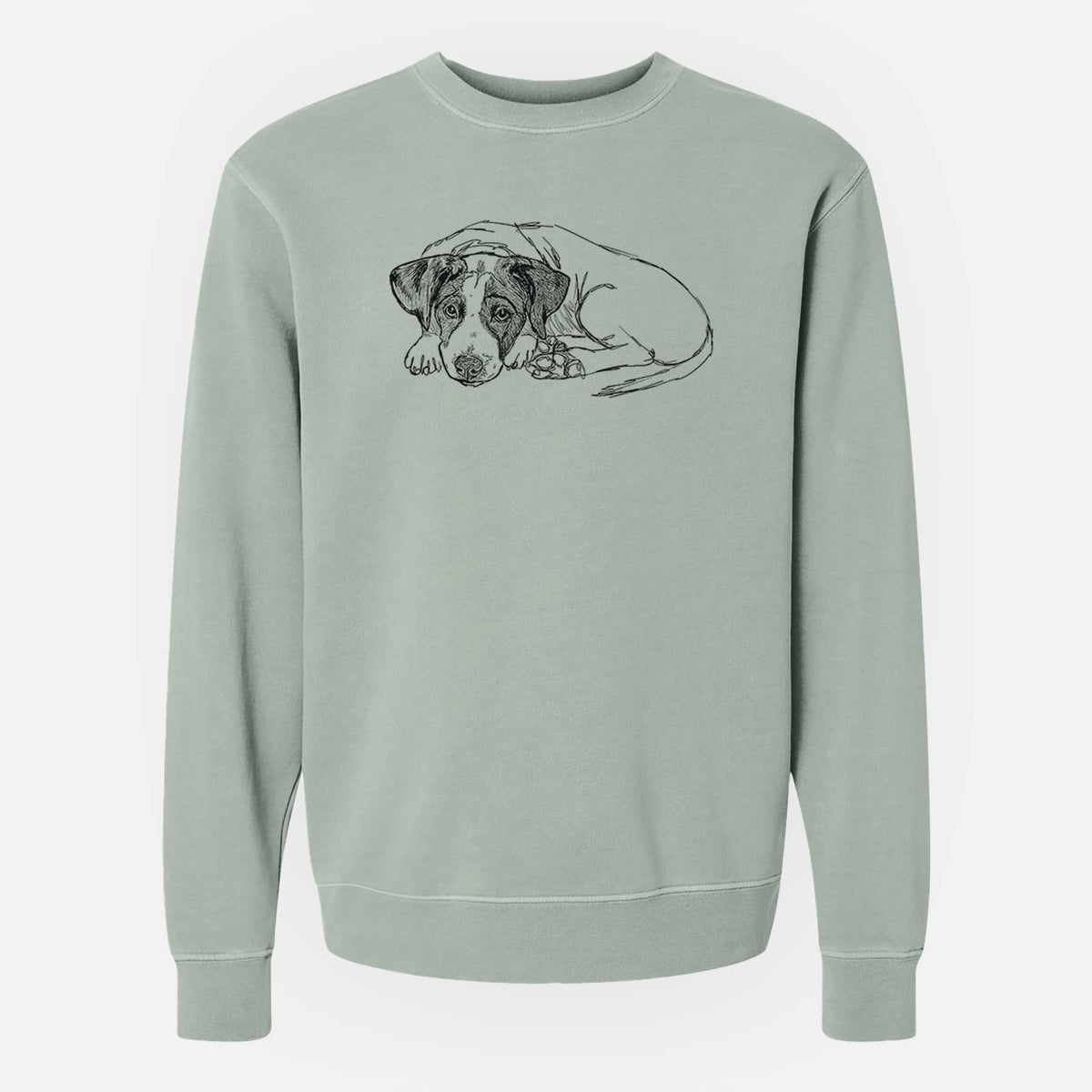 Doodled Stormy the English Pointer Puppy - Unisex Pigment Dyed Crew Sweatshirt