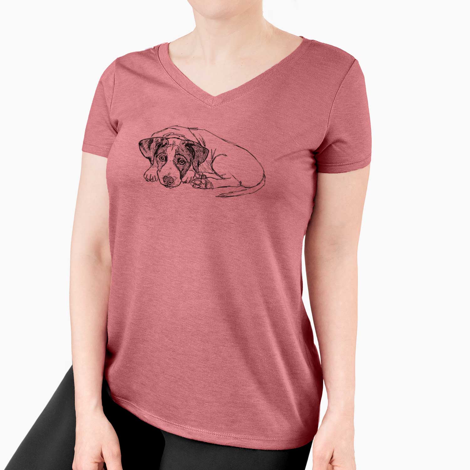 Doodled Stormy the English Pointer Puppy - Women's V-neck Shirt