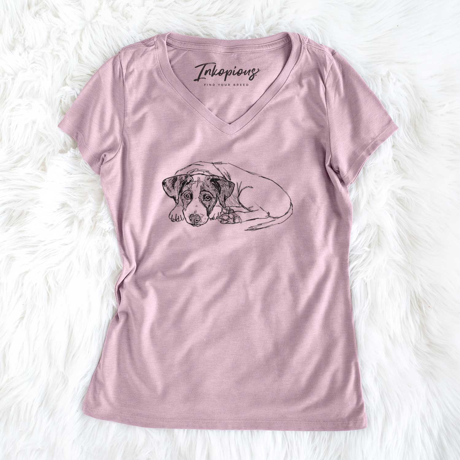 Doodled Stormy the English Pointer Puppy - Women's V-neck Shirt