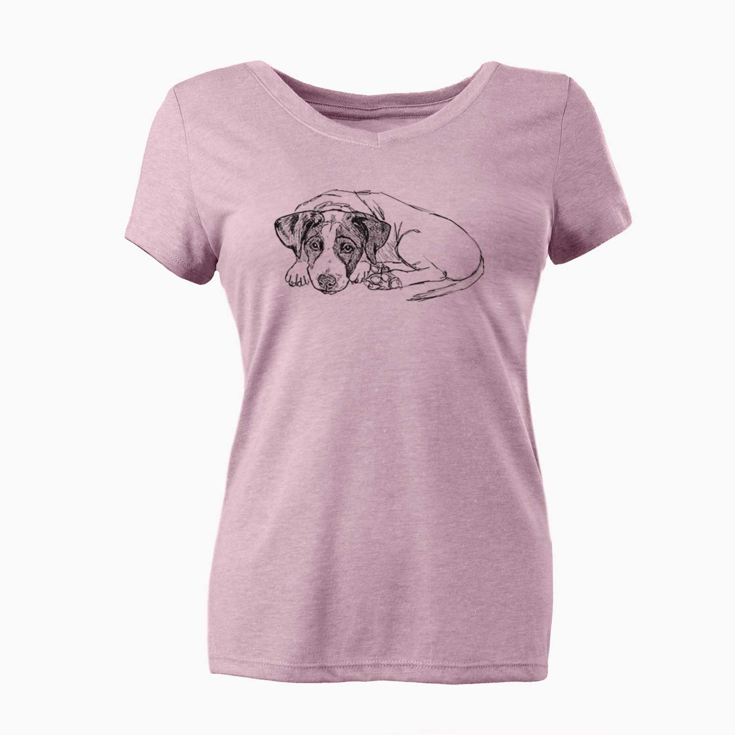 Doodled Stormy the English Pointer Puppy - Women's V-neck Shirt