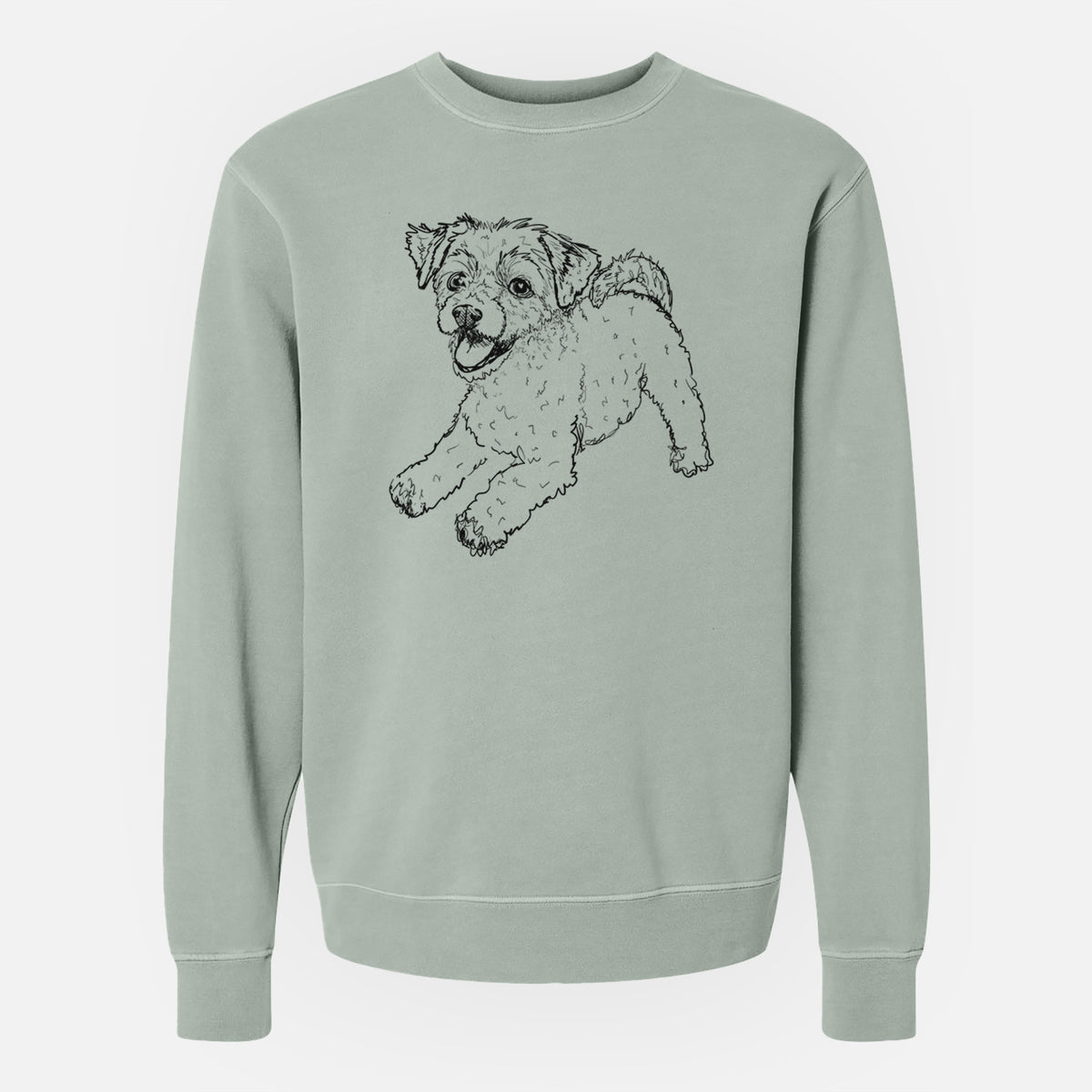 Doodled Stuart the Chipoo - Unisex Pigment Dyed Crew Sweatshirt