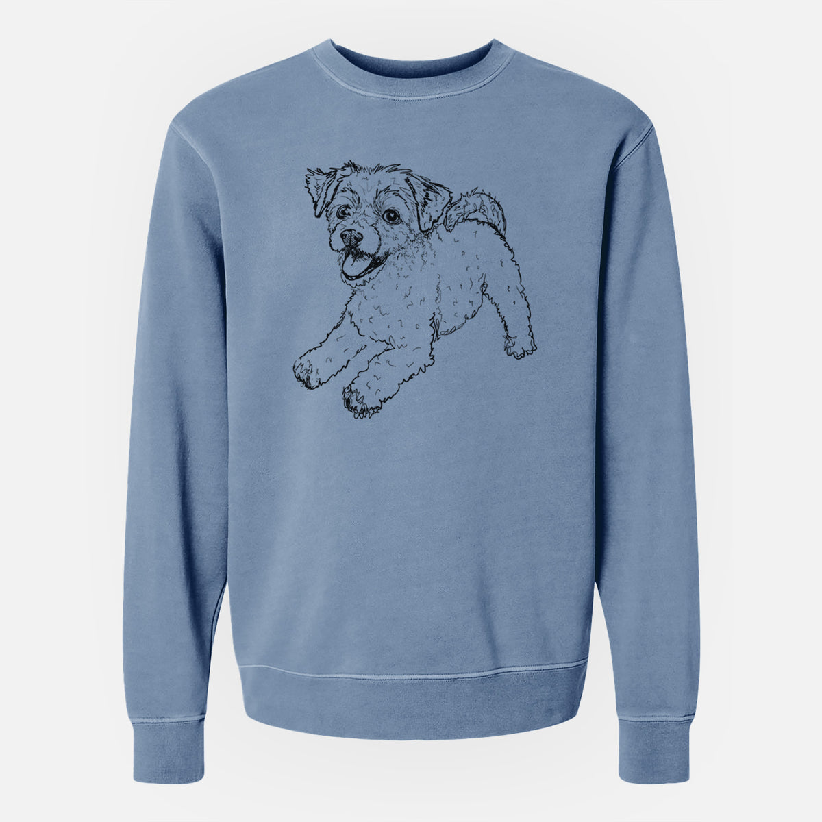 Doodled Stuart the Chipoo - Unisex Pigment Dyed Crew Sweatshirt
