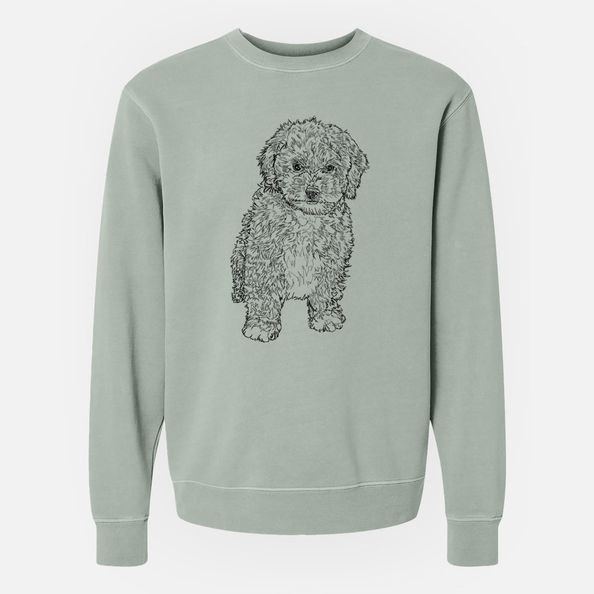 Doodled Sweet Tea the Mini Doodle - Unisex Pigment Dyed Crew Sweatshirt