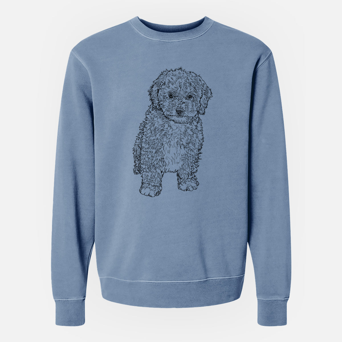 Doodled Sweet Tea the Mini Doodle - Unisex Pigment Dyed Crew Sweatshirt