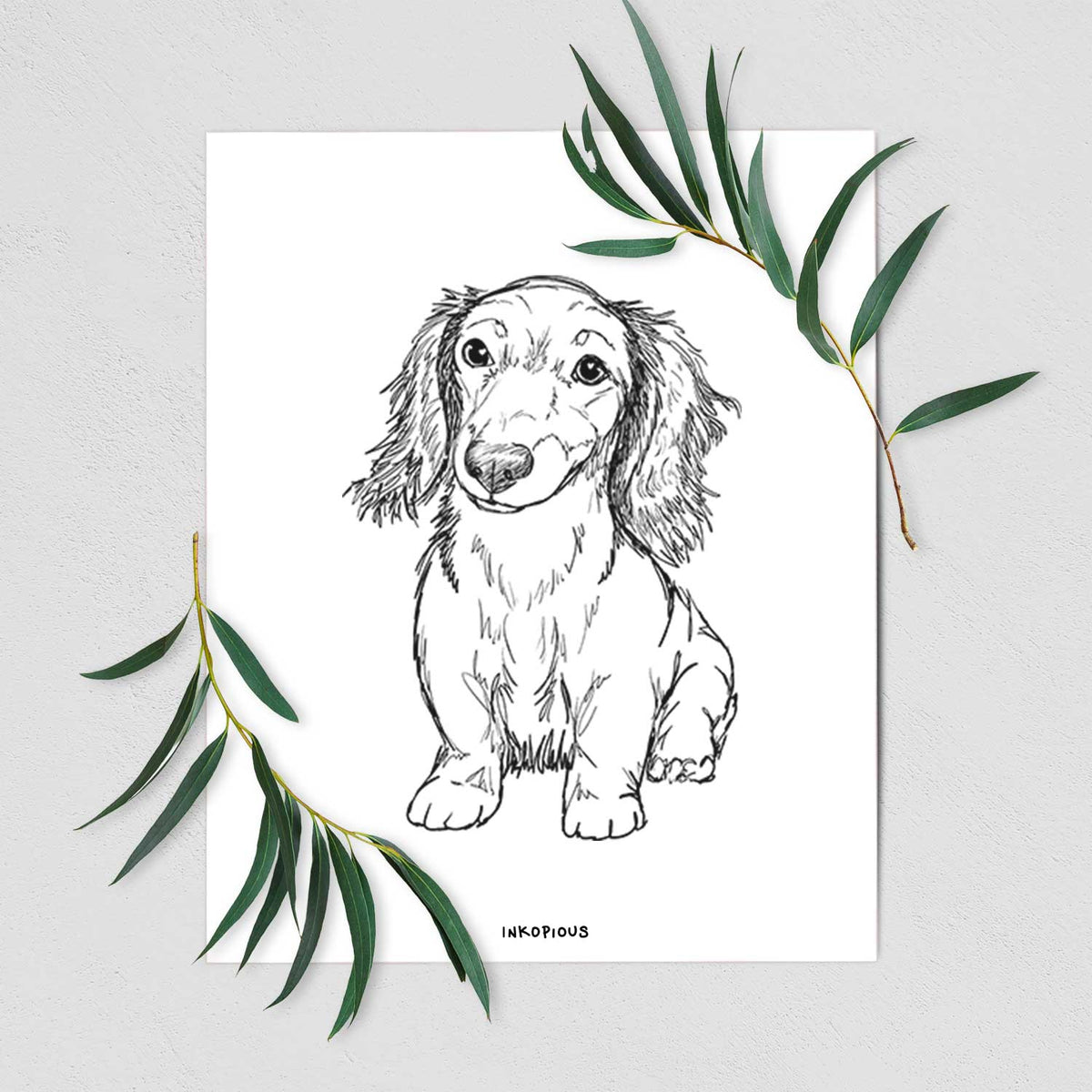 Doodled Sweetie the Toy Long Haired Dachshund Art Print