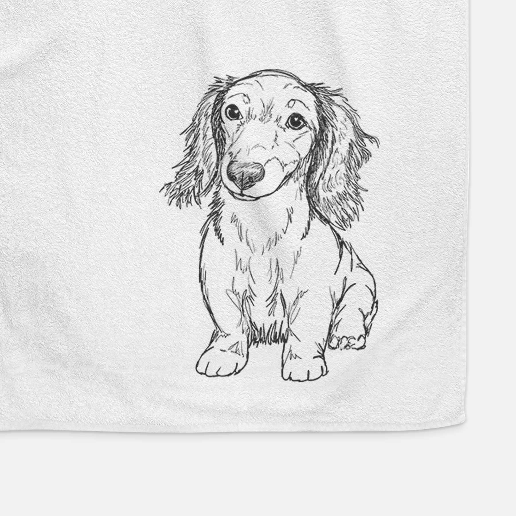 Doodled Sweetie the Toy Long Haired Dachshund Decorative Hand Towel