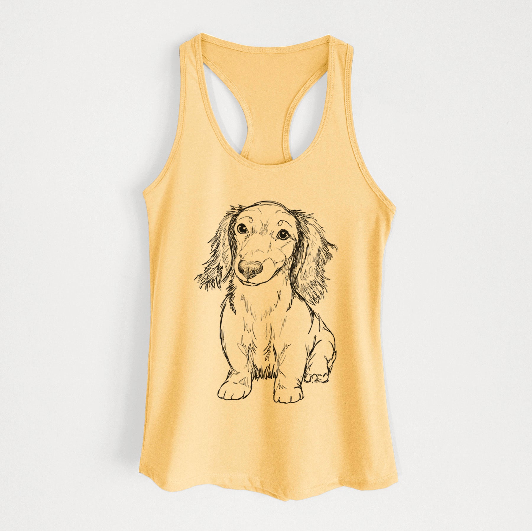 Doodled Sweetie the Toy Long Haired Dachshund - Women's Racerback Tanktop