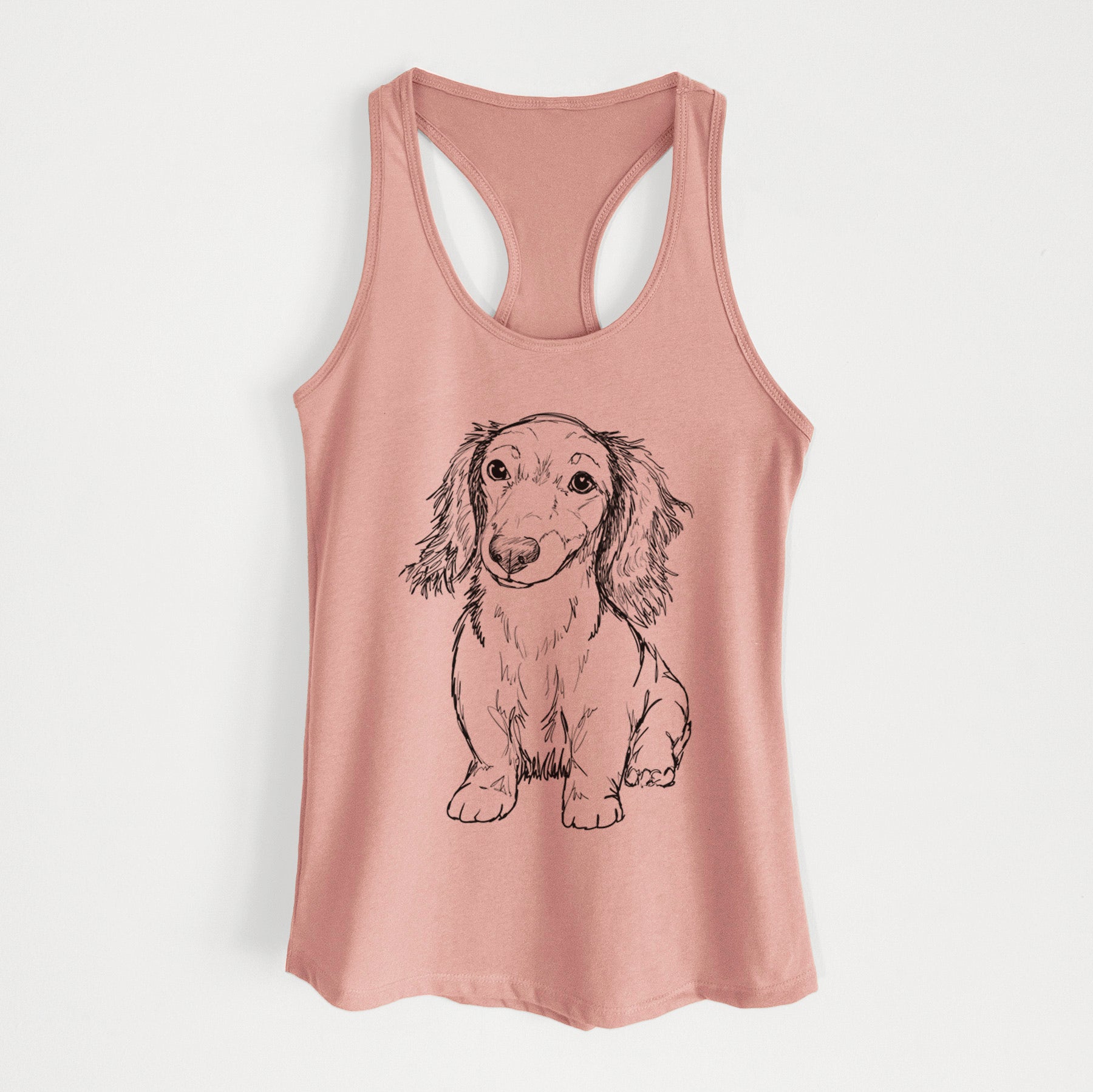 Doodled Sweetie the Toy Long Haired Dachshund - Women's Racerback Tanktop