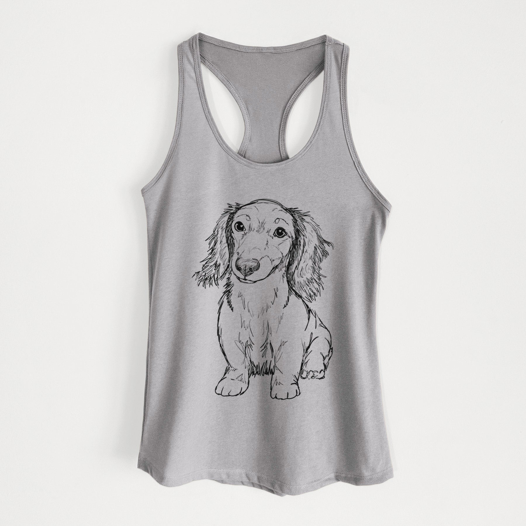 Doodled Sweetie the Toy Long Haired Dachshund - Women's Racerback Tanktop