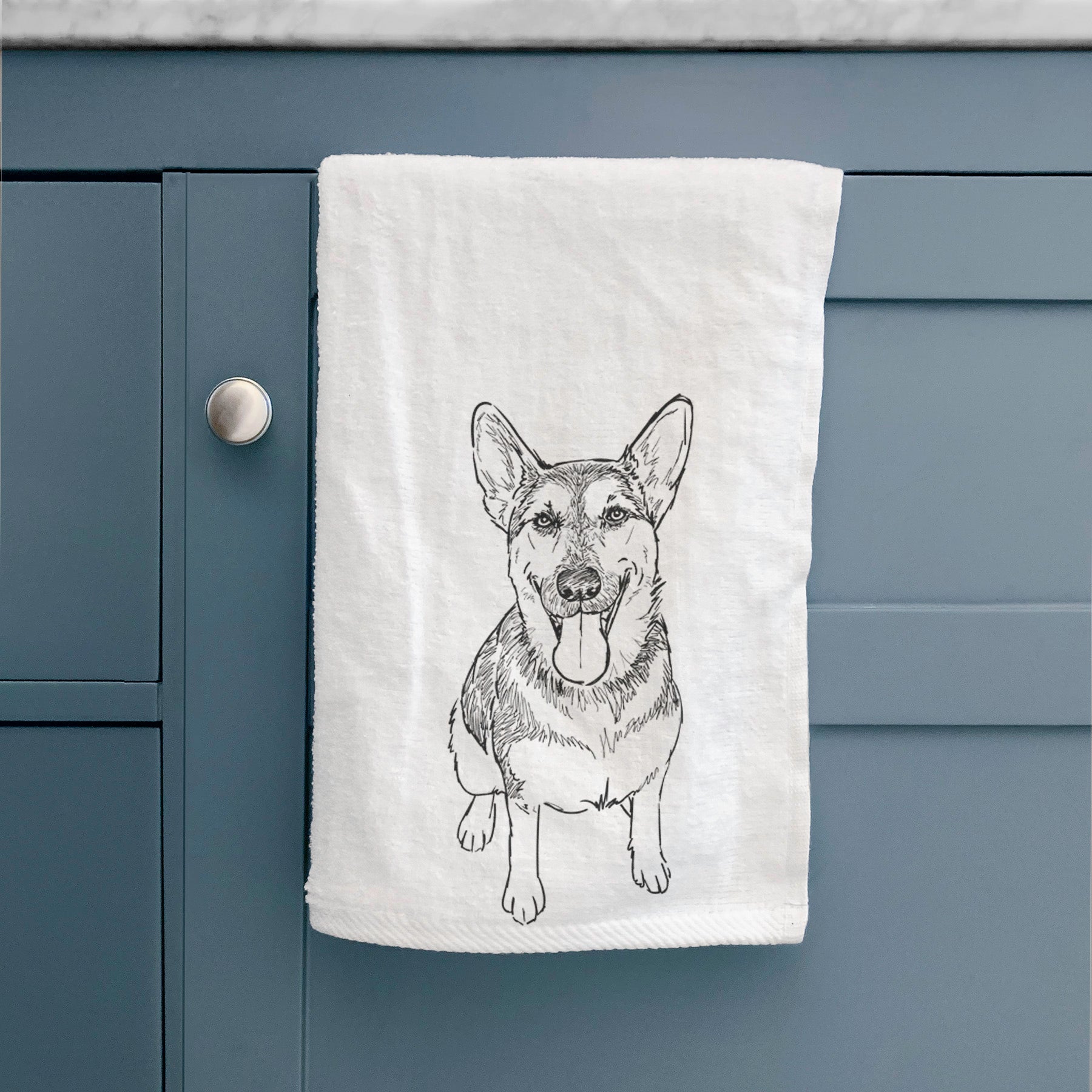 Doodled Syrinx the German Shepherd Decorative Hand Towel