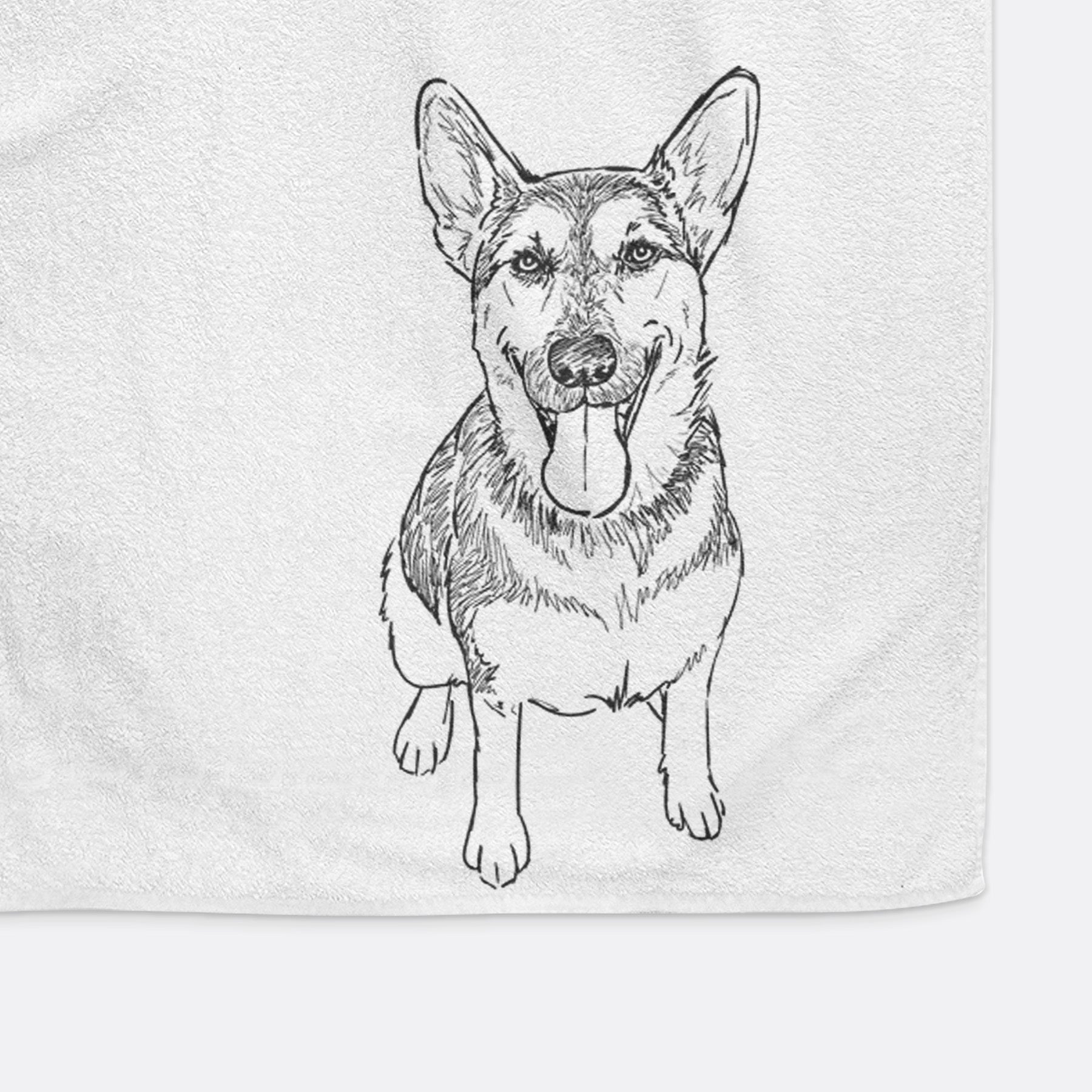 Doodled Syrinx the German Shepherd Decorative Hand Towel