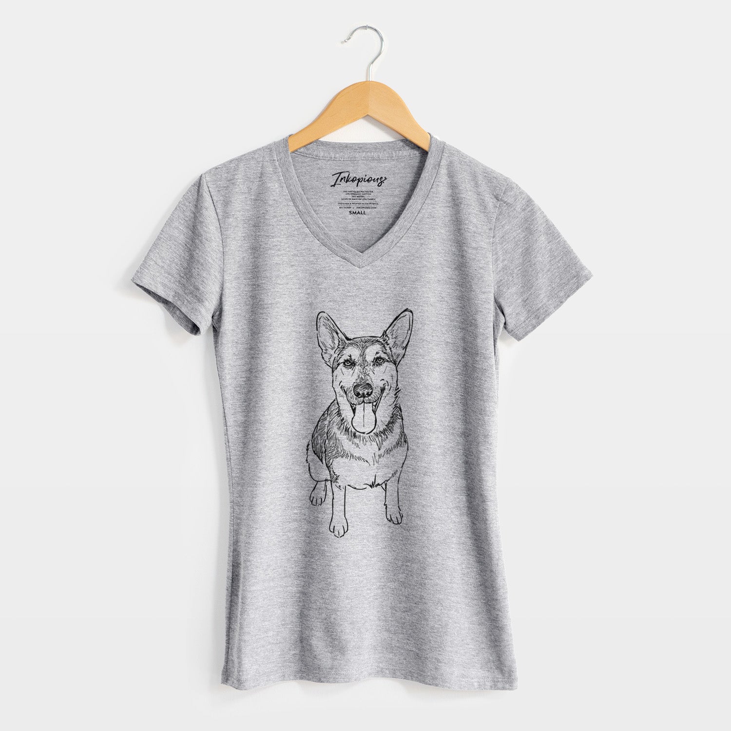 Doodled Syrinx the German Shepherd - Women's Perfect V-neck Shirt