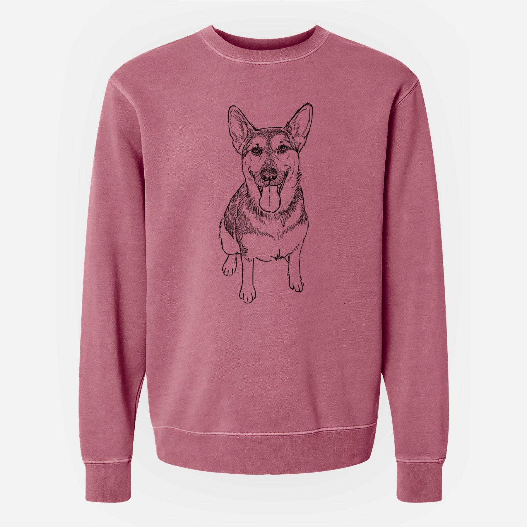 Doodled Syrinx the German Shepherd - Unisex Pigment Dyed Crew Sweatshirt