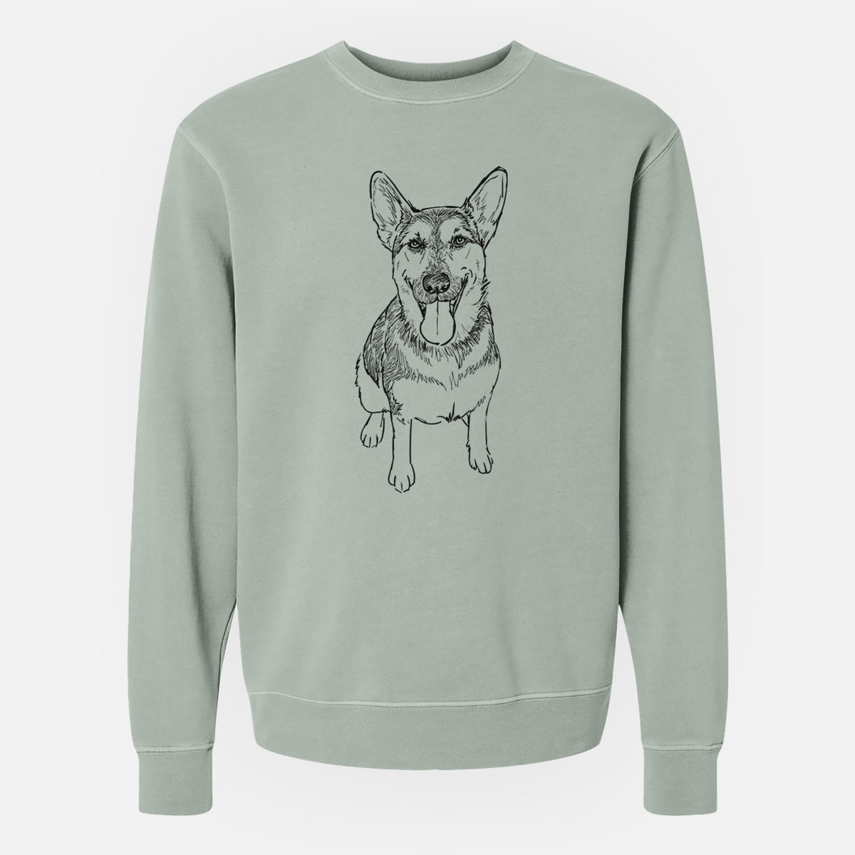 Doodled Syrinx the German Shepherd - Unisex Pigment Dyed Crew Sweatshirt