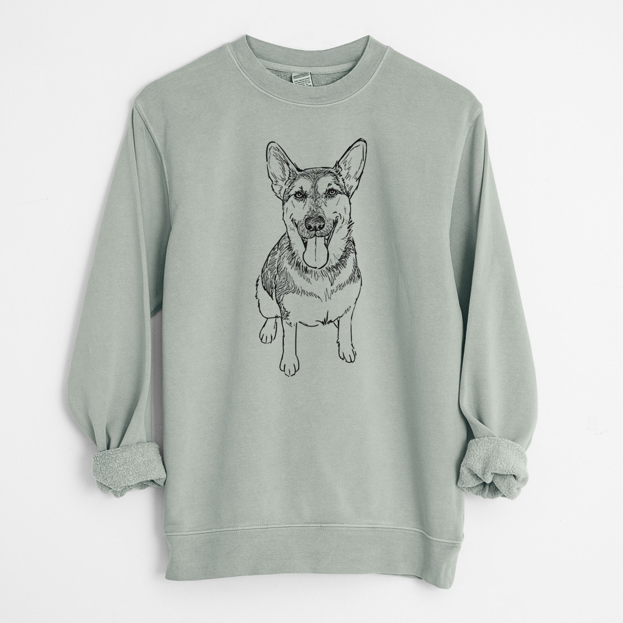 Doodled Syrinx the German Shepherd - Unisex Pigment Dyed Crew Sweatshirt