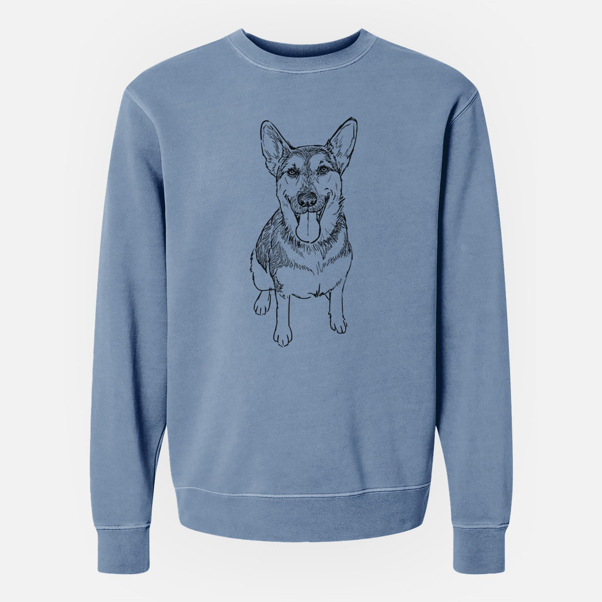 Doodled Syrinx the German Shepherd - Unisex Pigment Dyed Crew Sweatshirt