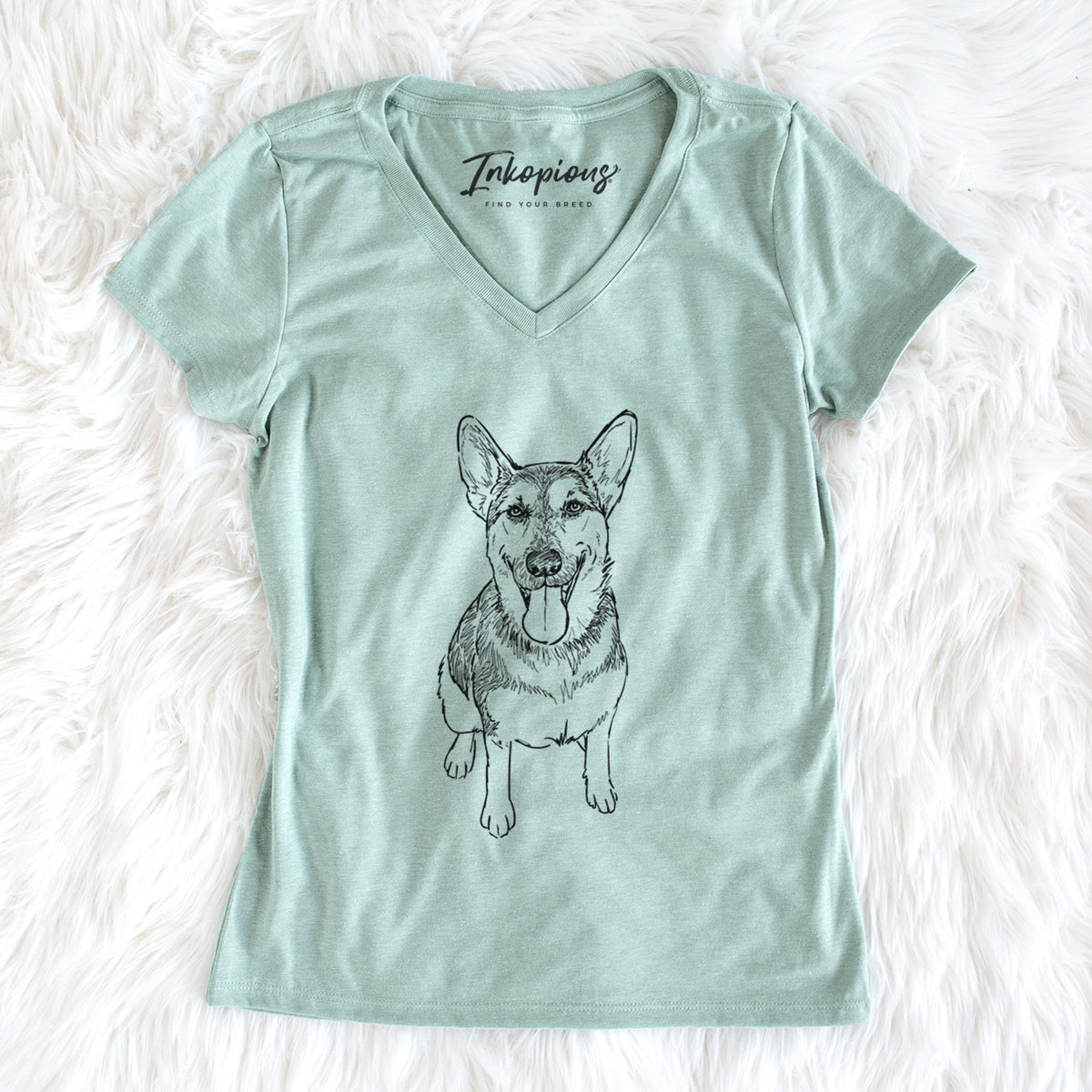 Doodled Syrinx the German Shepherd - Women&#39;s Perfect V-neck Shirt