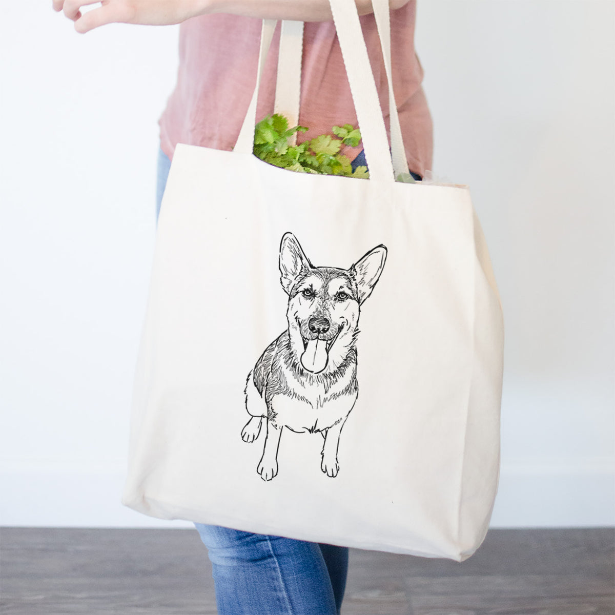 Doodled Syrinx the German Shepherd - Tote Bag