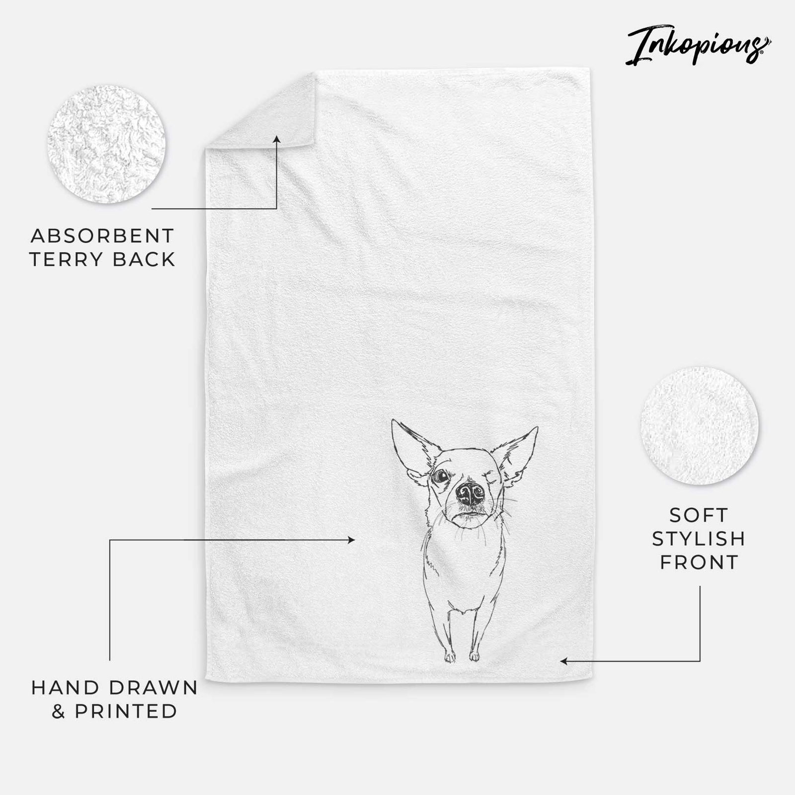 Doodled Tank the One-eyed Pomchi Decorative Hand Towel